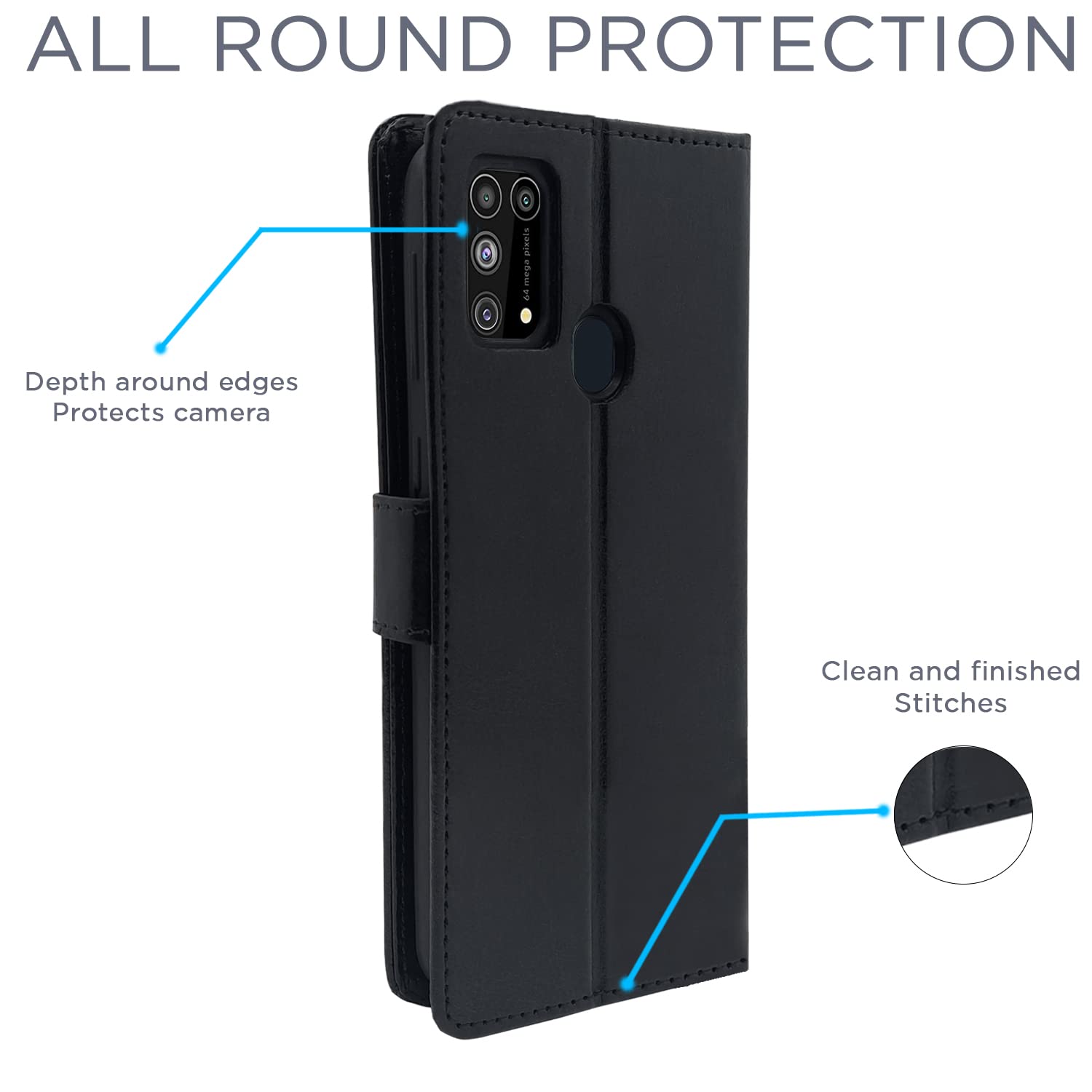 Pikkme Samsung Galaxy M31 / M31 Prime / F41 Vintage Flip Cover | Black