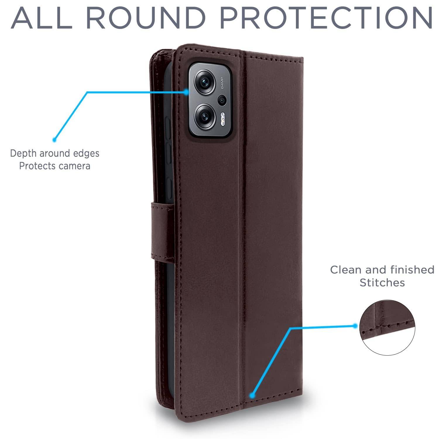 Pikkme Redmi K50i Vintage Flip Cover | Coffee