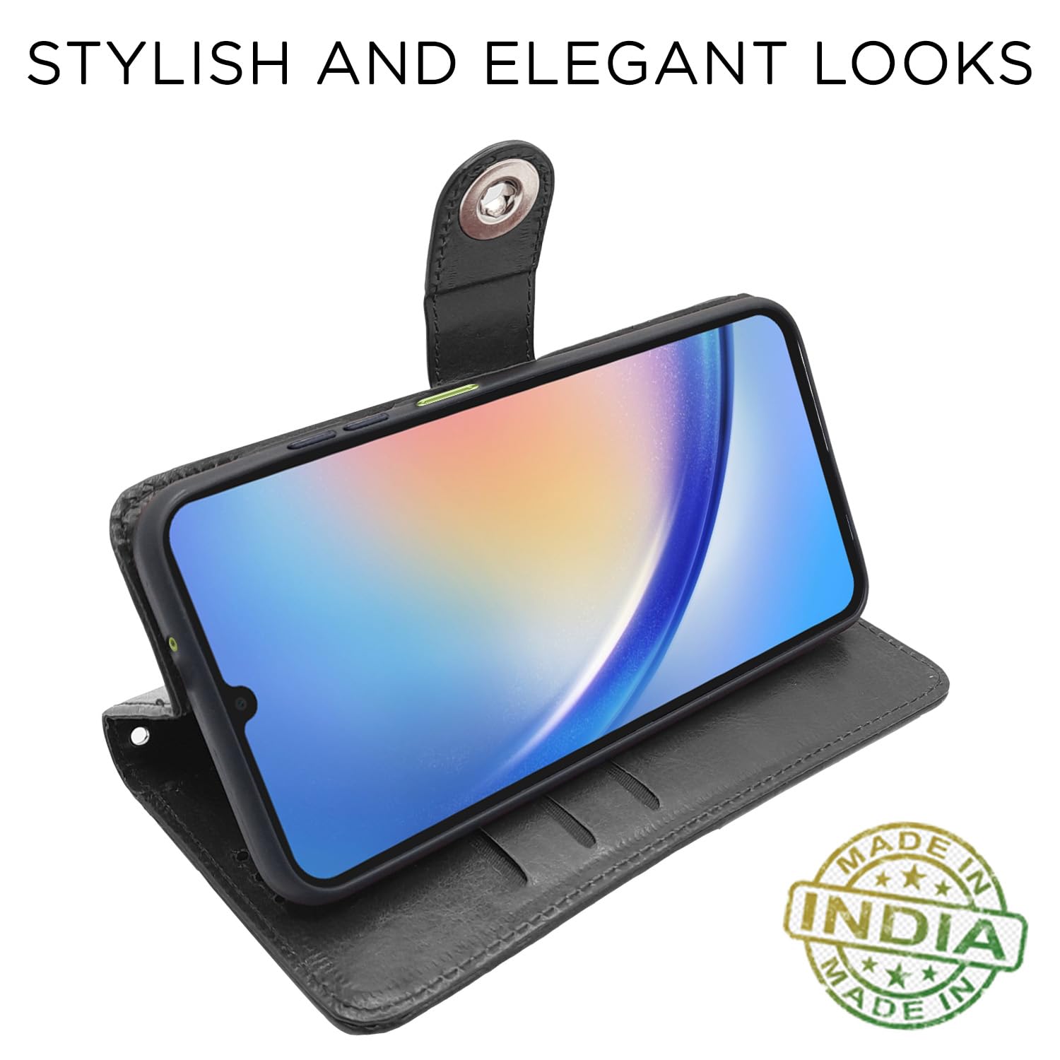 Pikkme Samsung Galaxy A05S Button Flip Cover (Black)