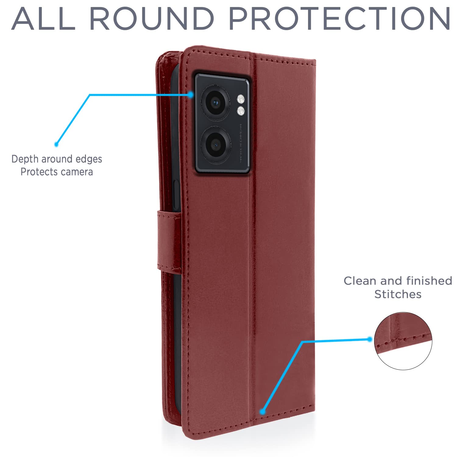 Pikkme Realme Narzo 50 5G / Oppo K10 5G Vintage Flip Cover | Brown