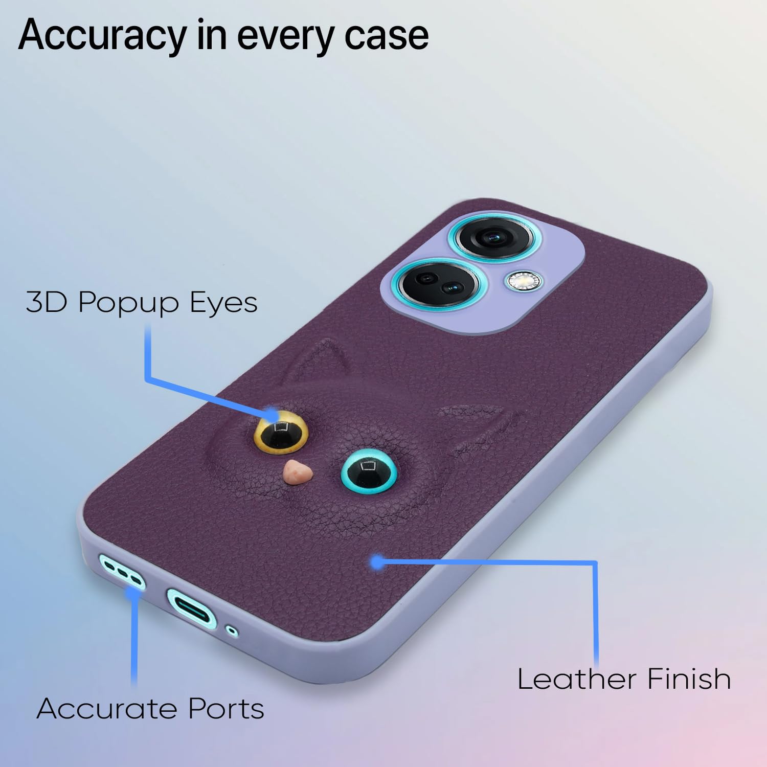 Pikkme OnePlus Nord Ce 3 5G Kitty Back Cover (Purple)