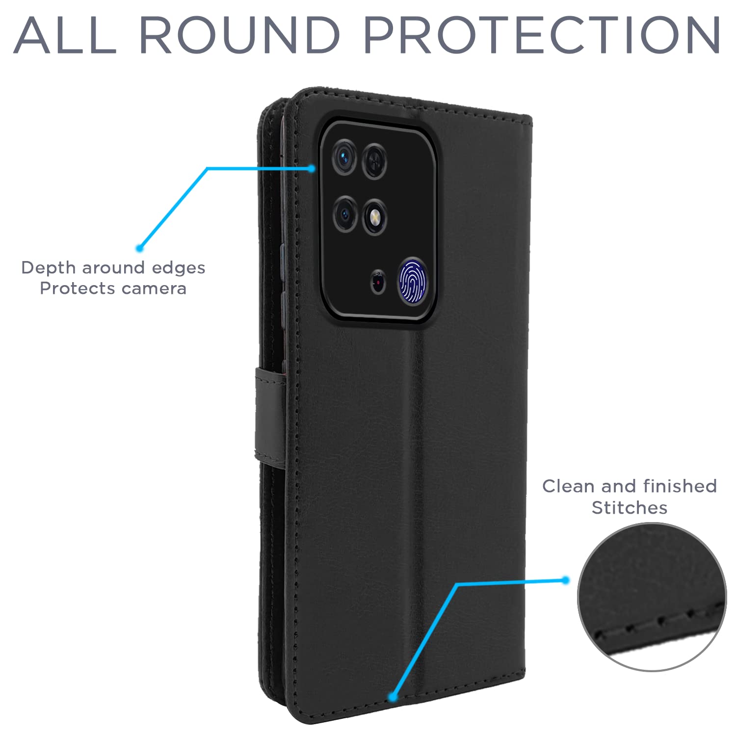 Pikkme Mi Redmi 10 / Redmi 10 Power Vintage Flip Cover | Black