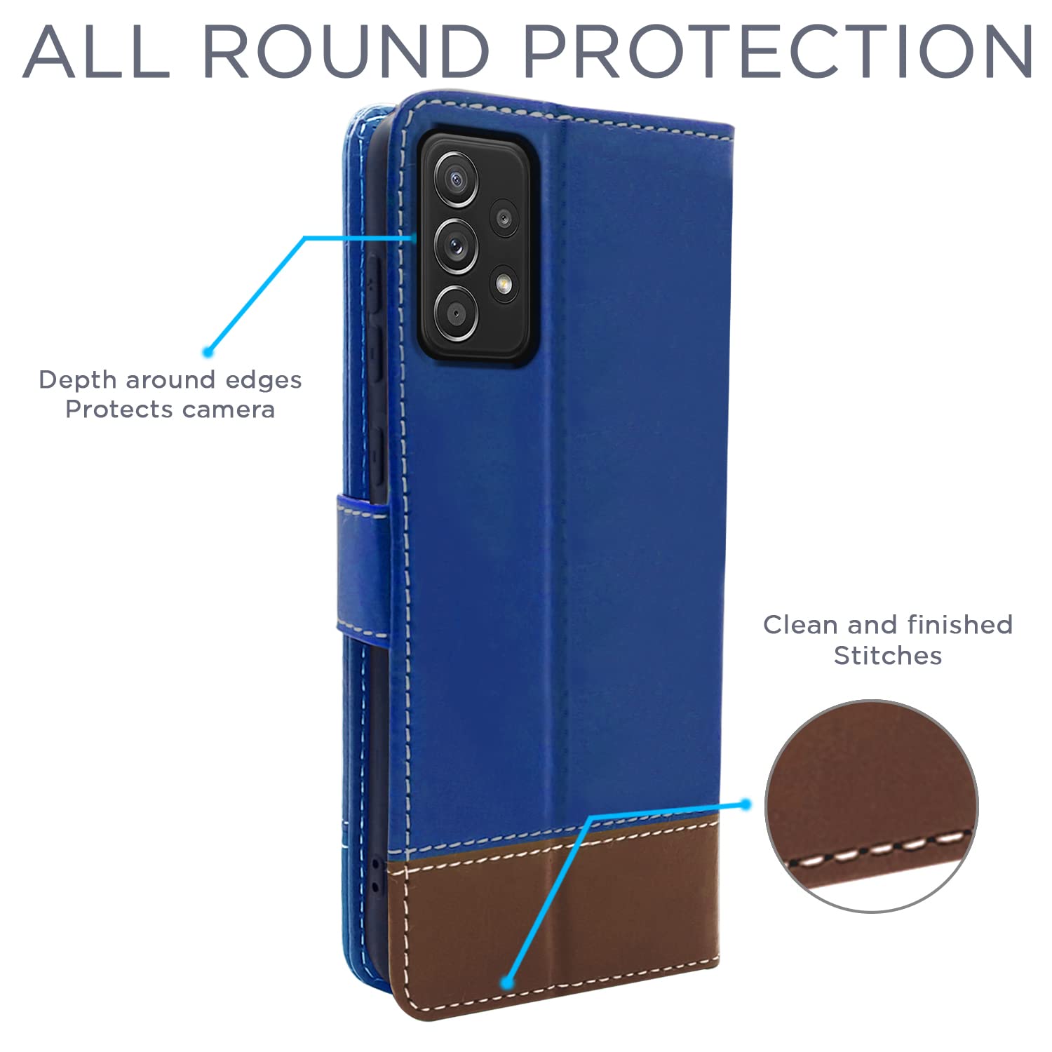 Pikkme Samsung Galaxy A53 5g Constrast Flip Cover | Blue & Brown