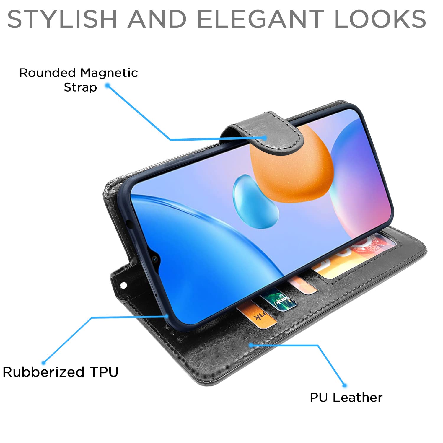 Pikkme Pikkme Mi Redmi 11 Prime 5G Vintage Flip Cover | Black