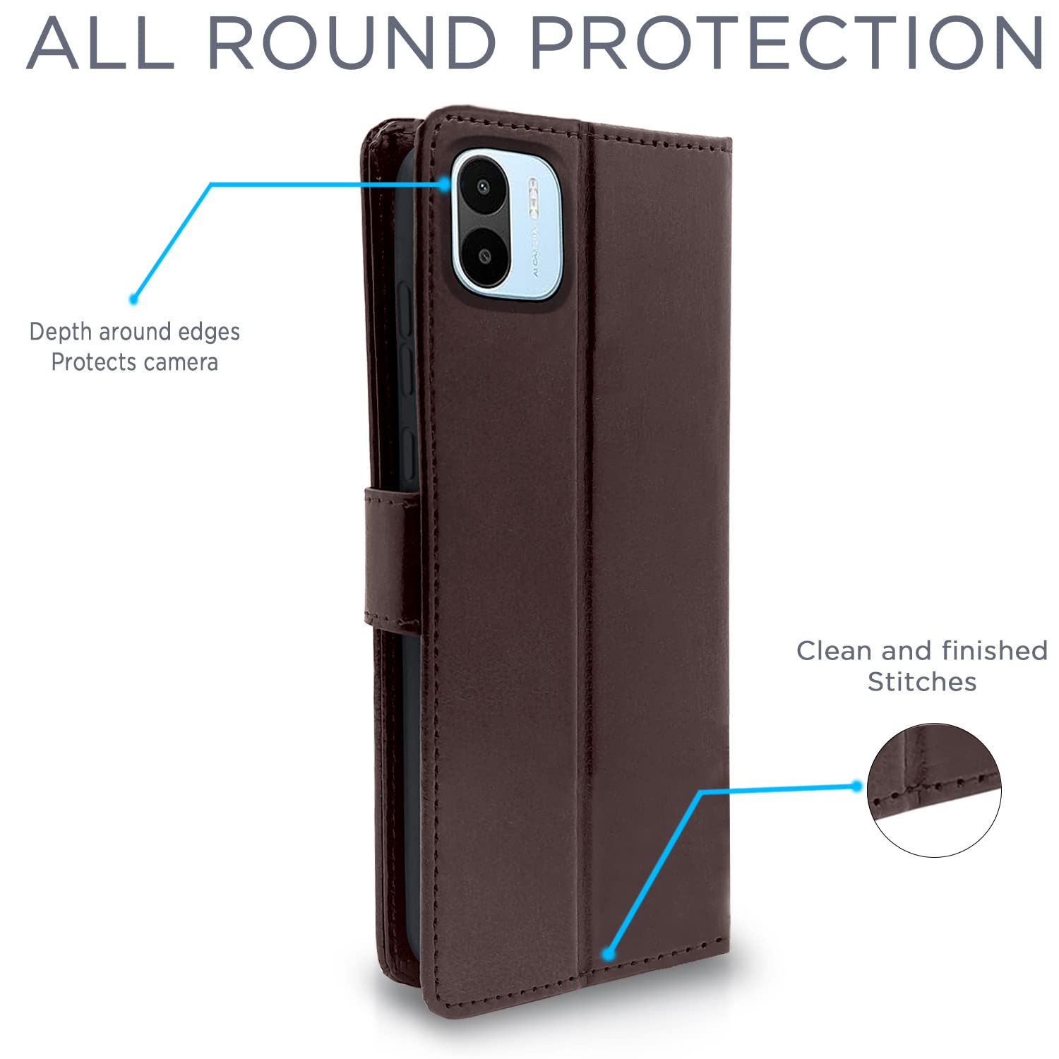 Pikkme Redmi A1 2022 Vintage Flip Cover | Coffee