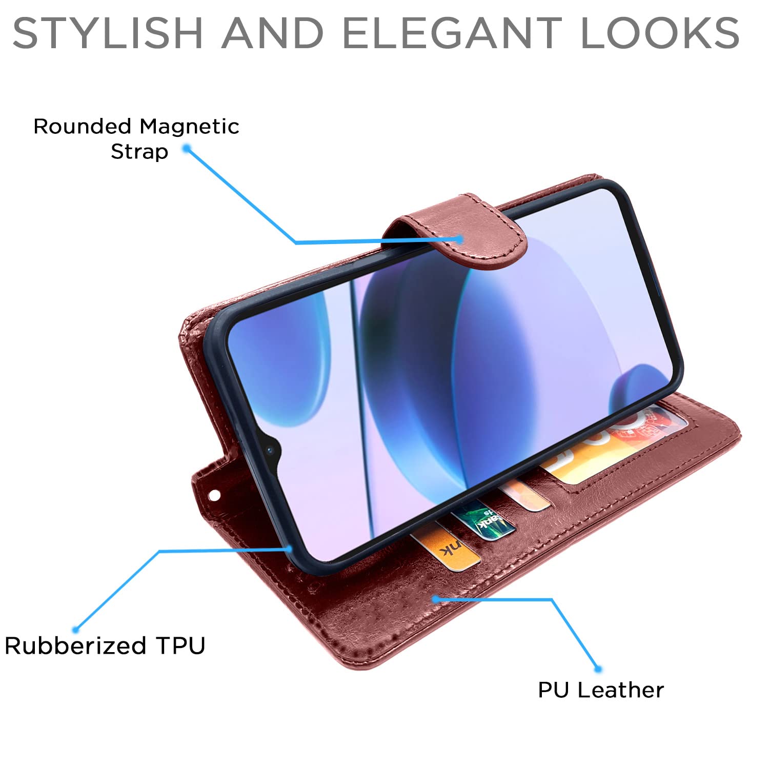 Pikkme Realme C35 Vintage Flip Cover | Brown