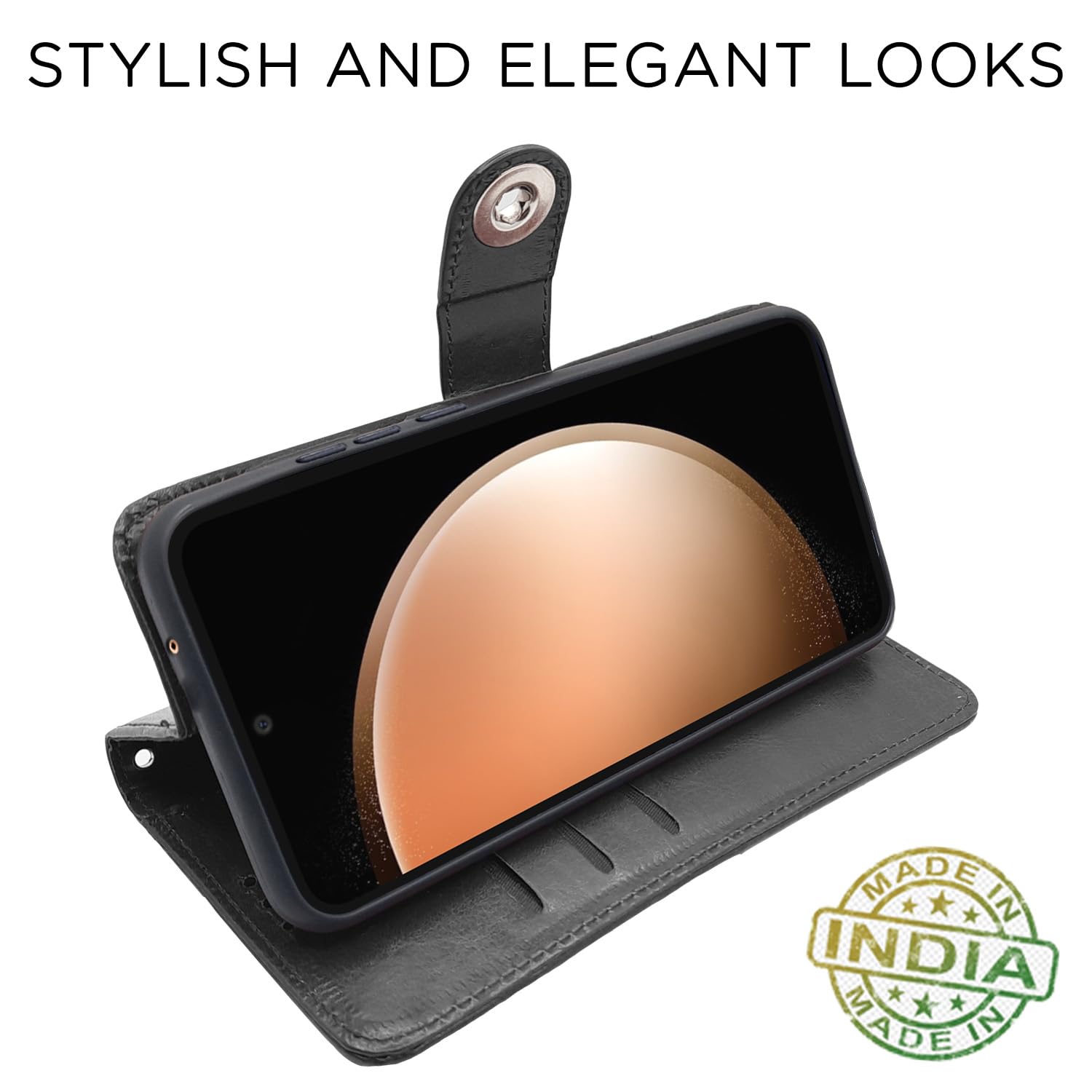 Pikkme Samsung S23 Fe 5G Button Flip Cover (Black)