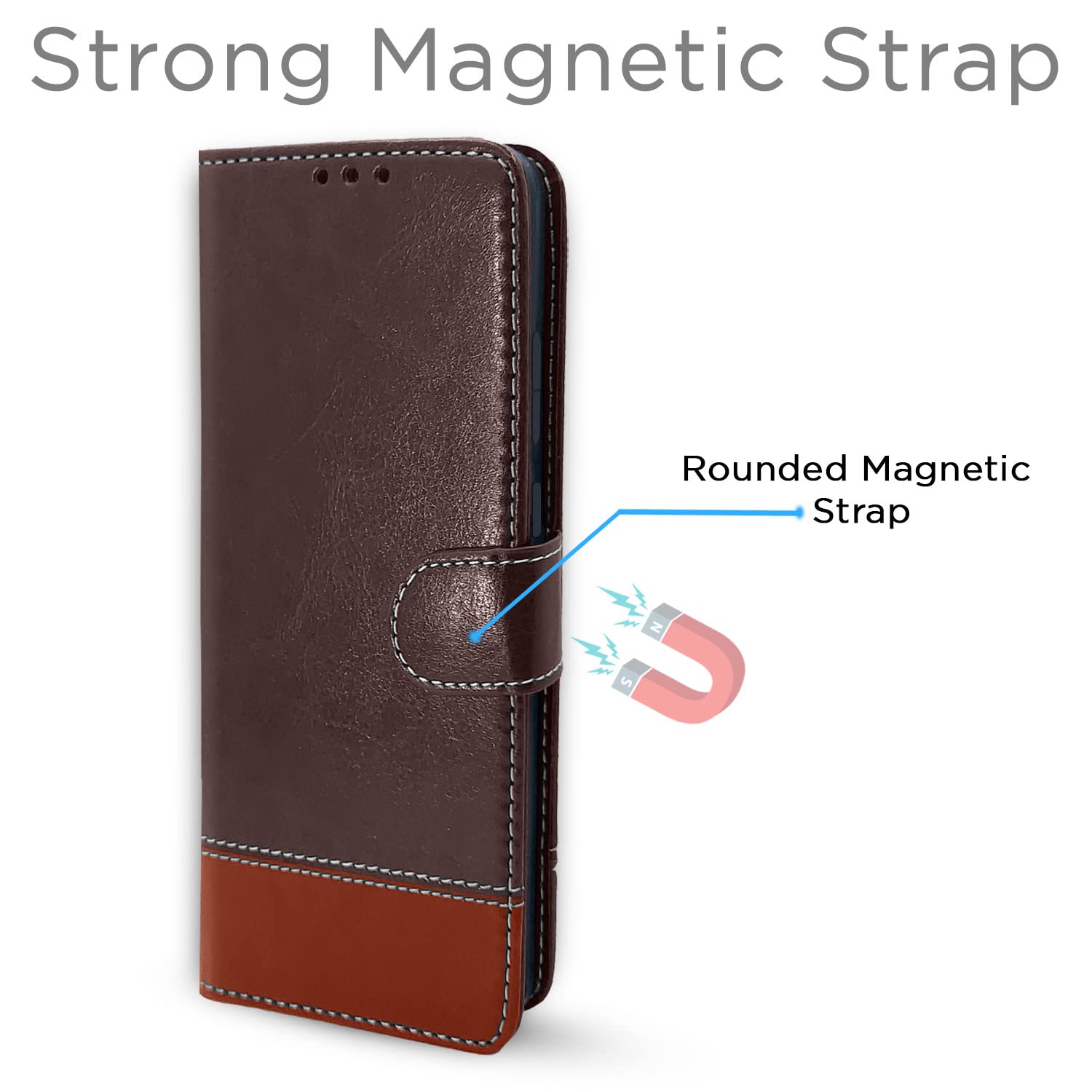 Pikkme Samsung Galaxy M13 4G Constrast Flip Cover | Coffee & Brown