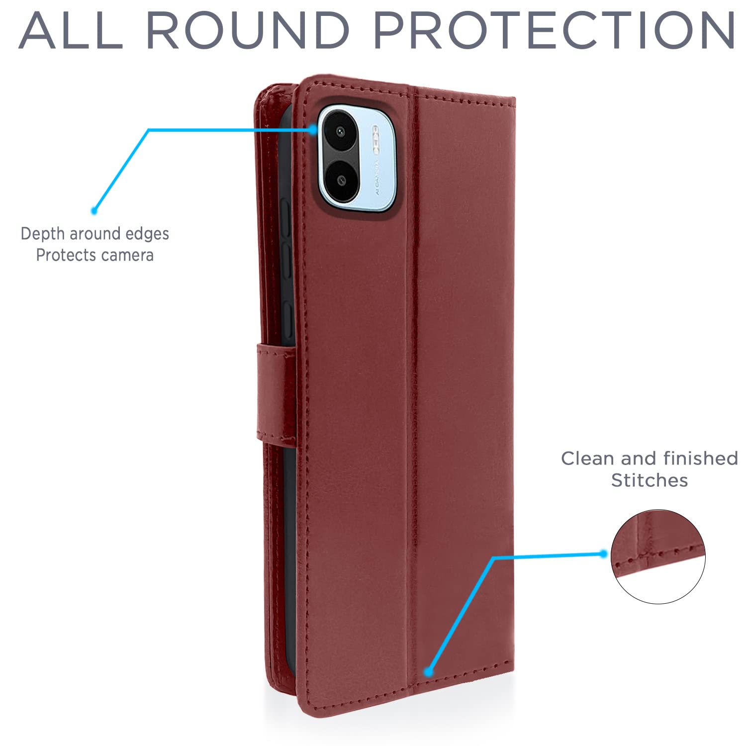 Pikkme Redmi A1 2022 Vintage Flip Cover | Brown