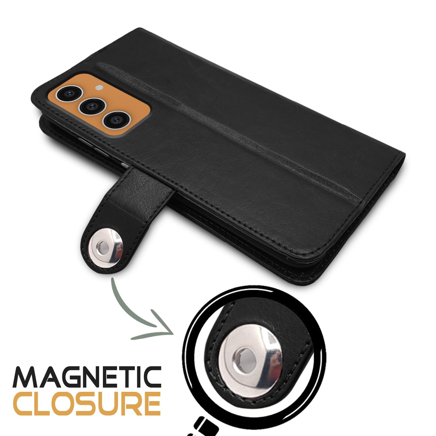 Pikkme Samsung S23 Fe 5G Button Flip Cover (Black)