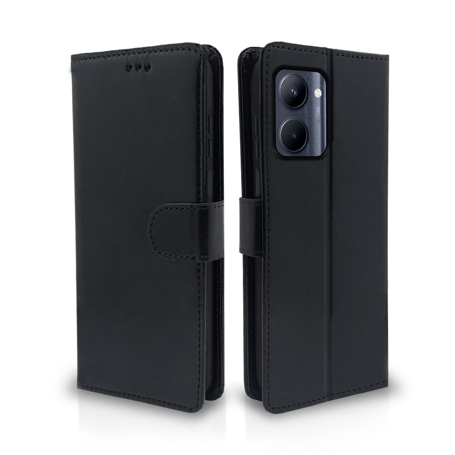 Pikkme Realme C33 Vintage Flip Cover | Black