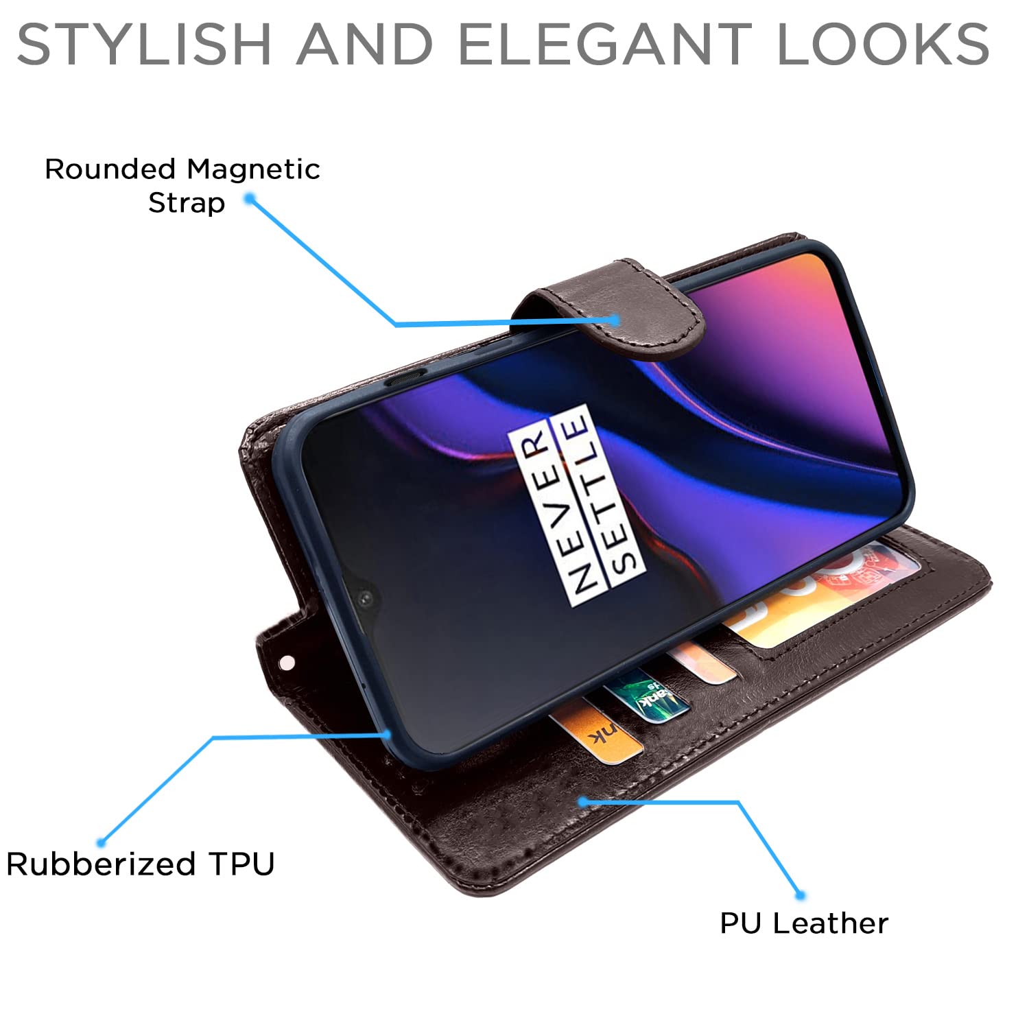 Pikkme OnePlus 6T Vintage Flip Cover | Coffee