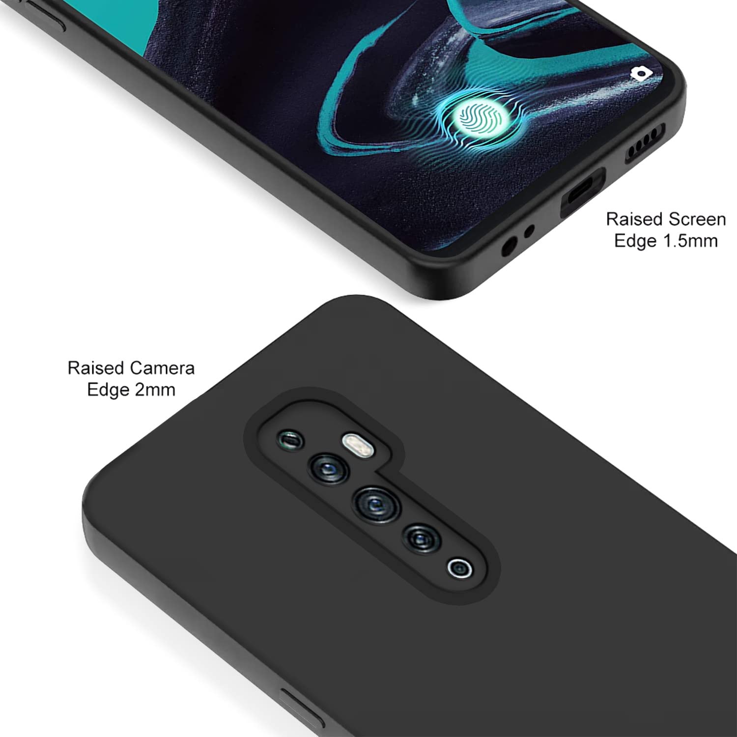 Pikkme Reno 2F / 2Z LIquid Silicone Back Cover | Black
