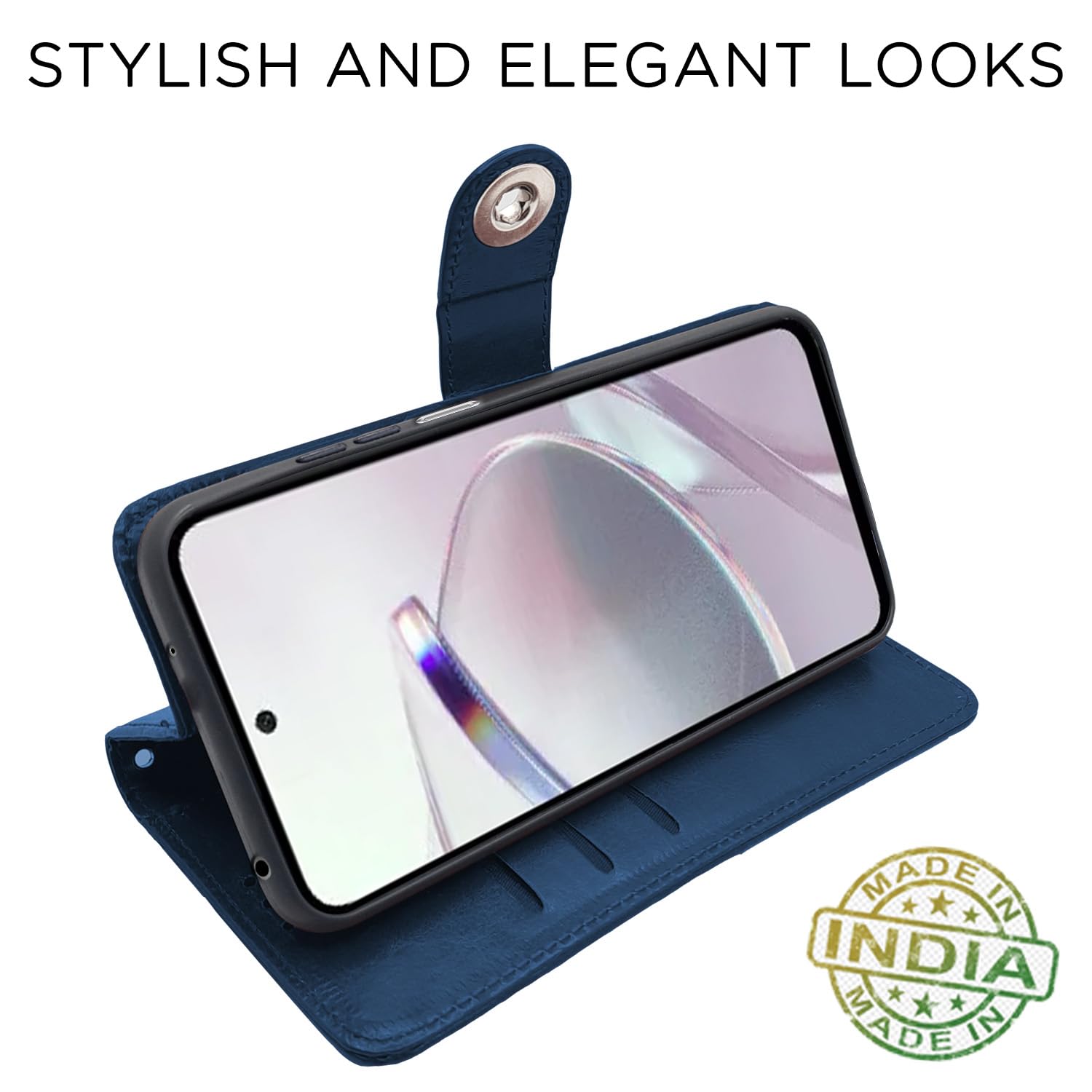 Pikkme Redmi 12 5G Button Flip Cover (Blue)