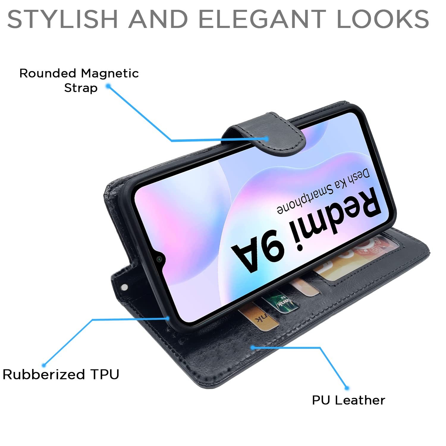 Pikkme Redmi 9A / 9i / 9A Sport Vintage Flip Cover | Black