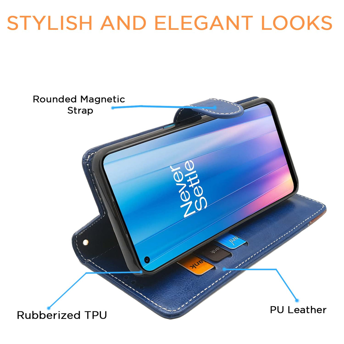 Blue & brown Contrast wallet flip cover for OnePlus Nord CE 2 5G – Pikkme – photo 5