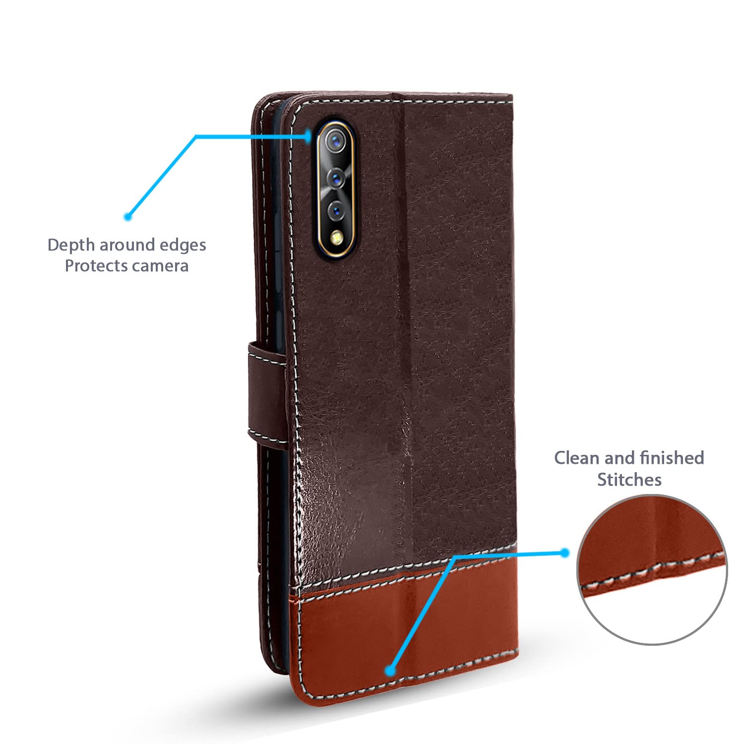 Pikkme Vivo S1 Constrast Flip Cover | Coffee & Brown