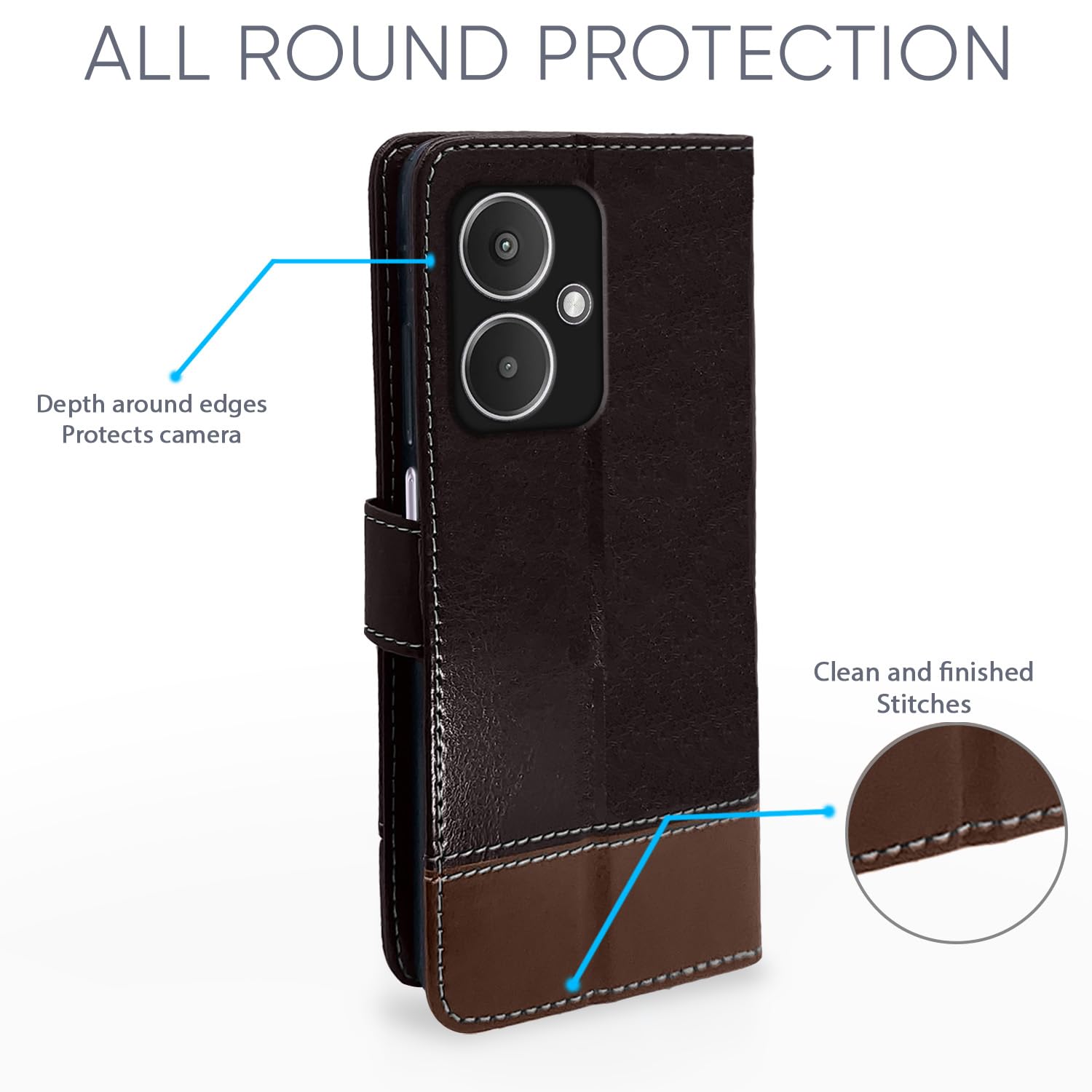 Redmi 13C 5G Contrast flip case in coffee by Pikkme – photo 2
