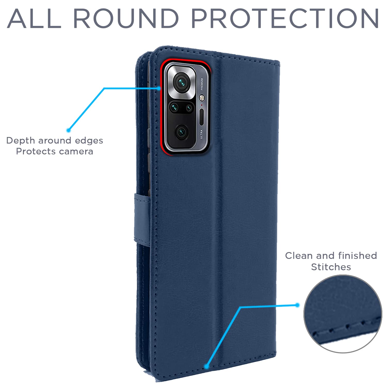 Pikkme Mi Redmi Note 10 Pro/Note 10 Pro Max Vintage Flip Cover | Blue
