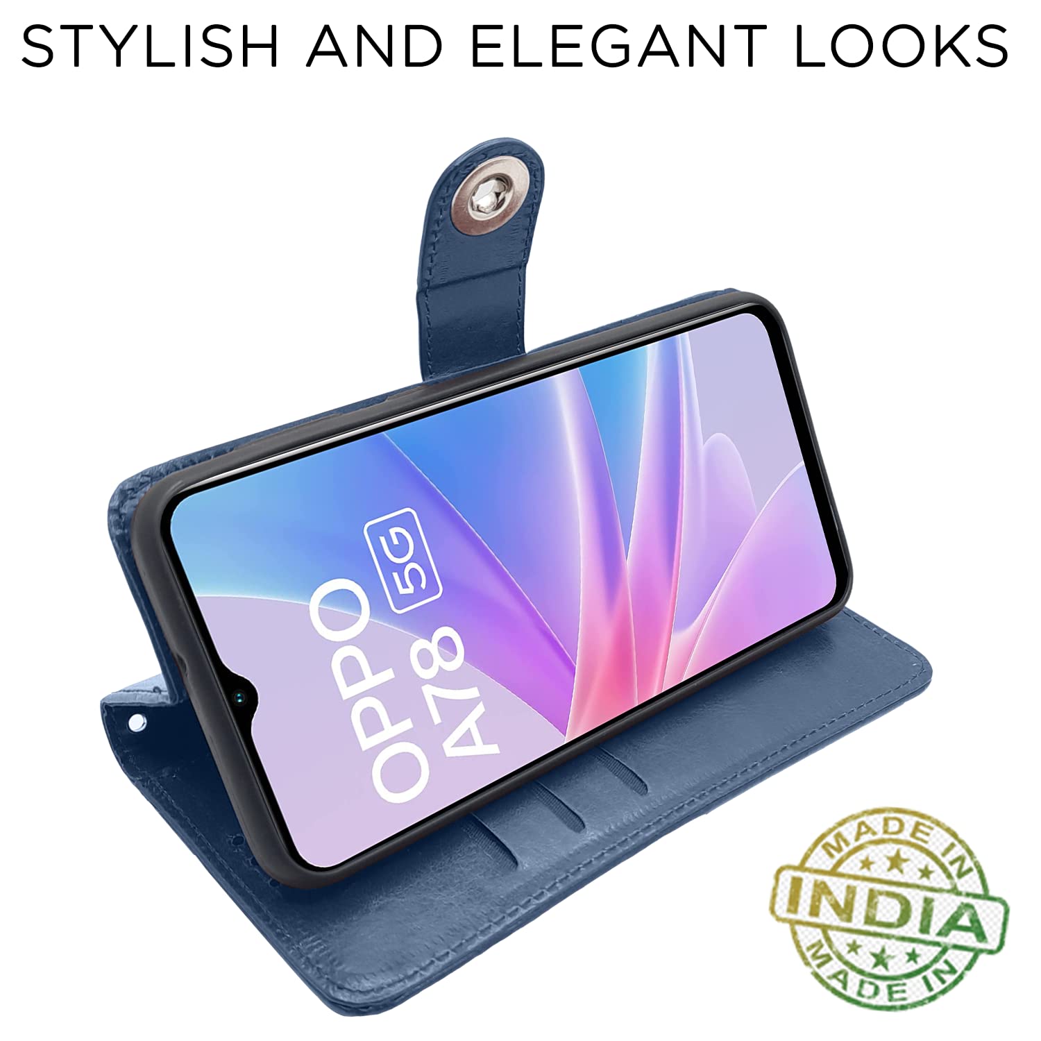 Oppo A78 5G Button flip case in blue by Pikkme – photo 5