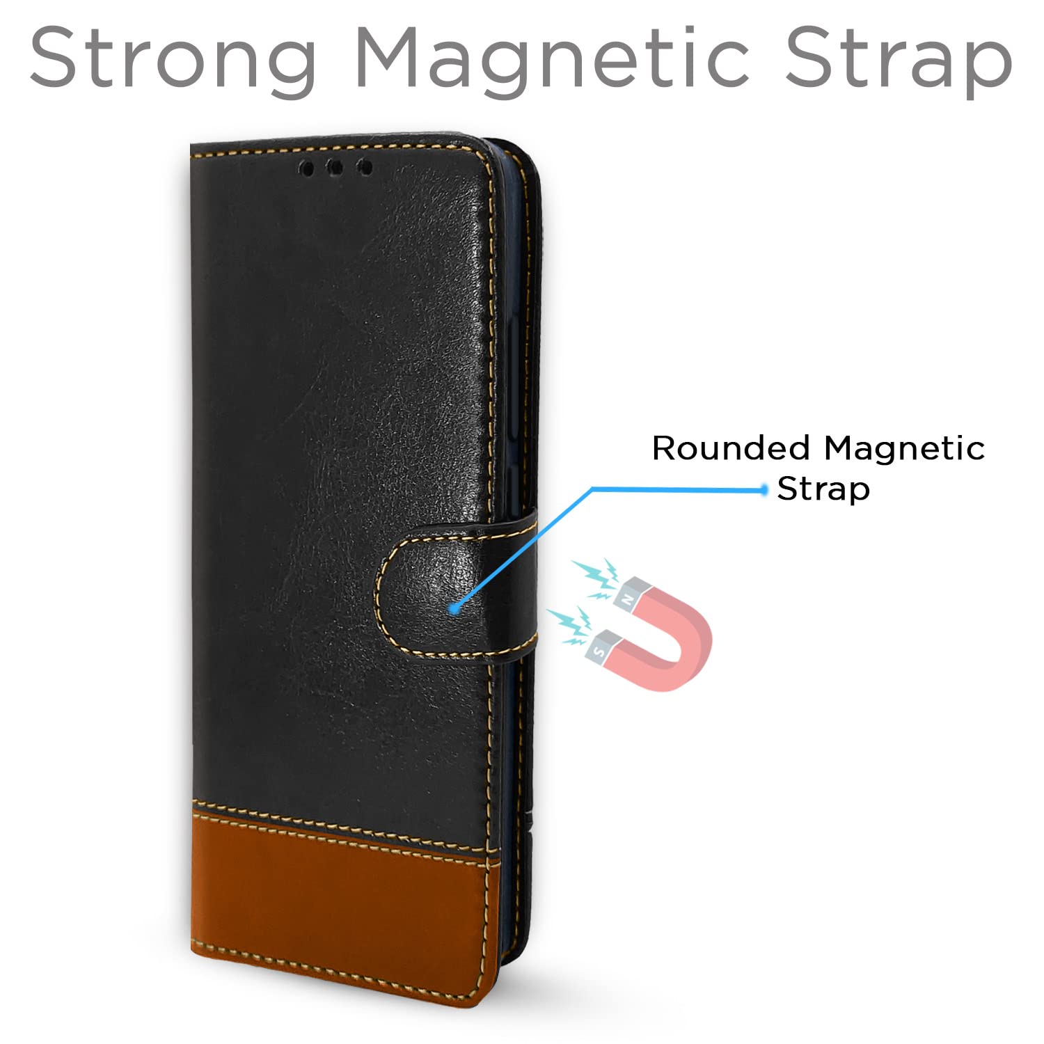 Pikkme Mi Redmi Note 5 Pro Constrast Flip Cover | Black & Brown