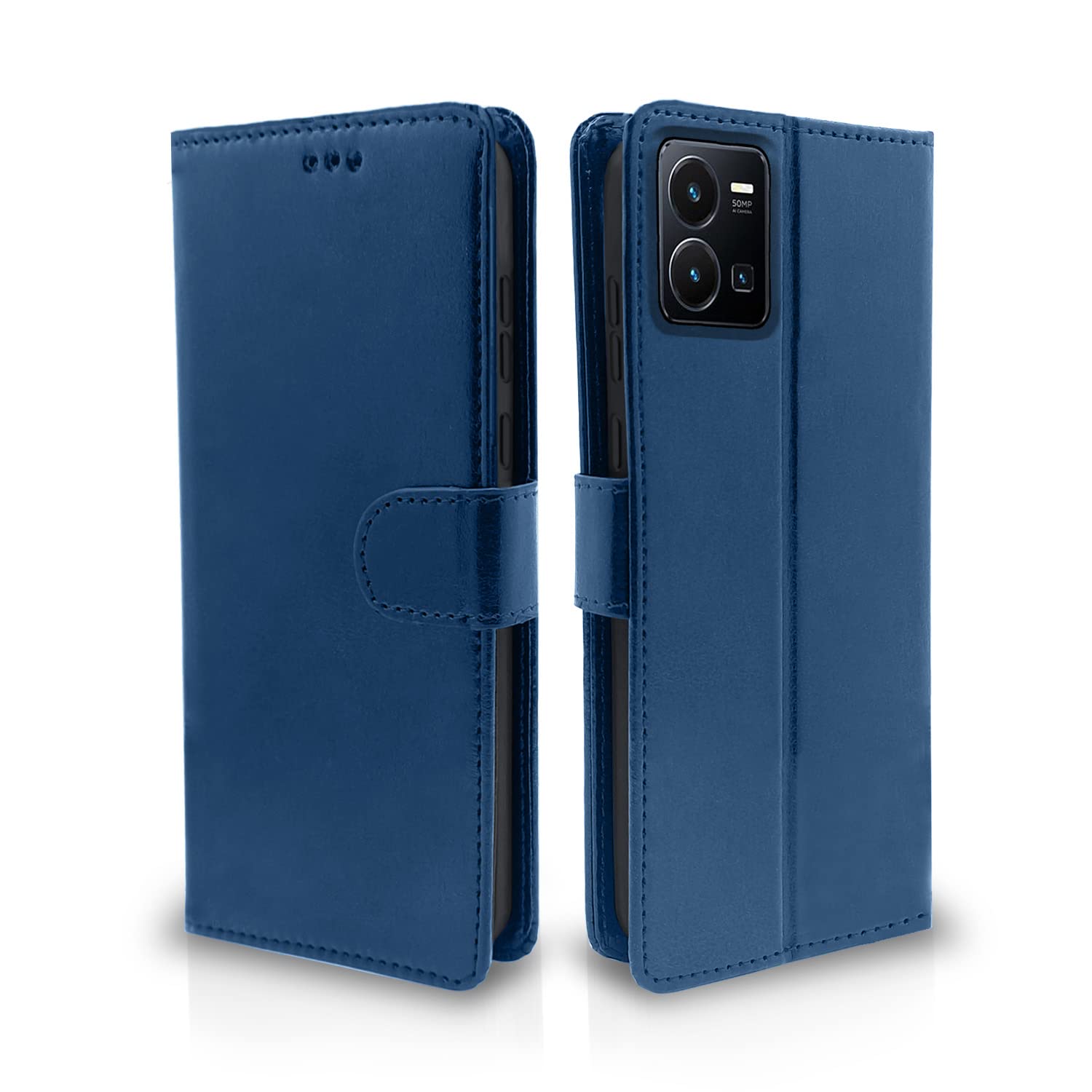 Pikkme Vivo Y35 Vintage Flip Cover | Blue