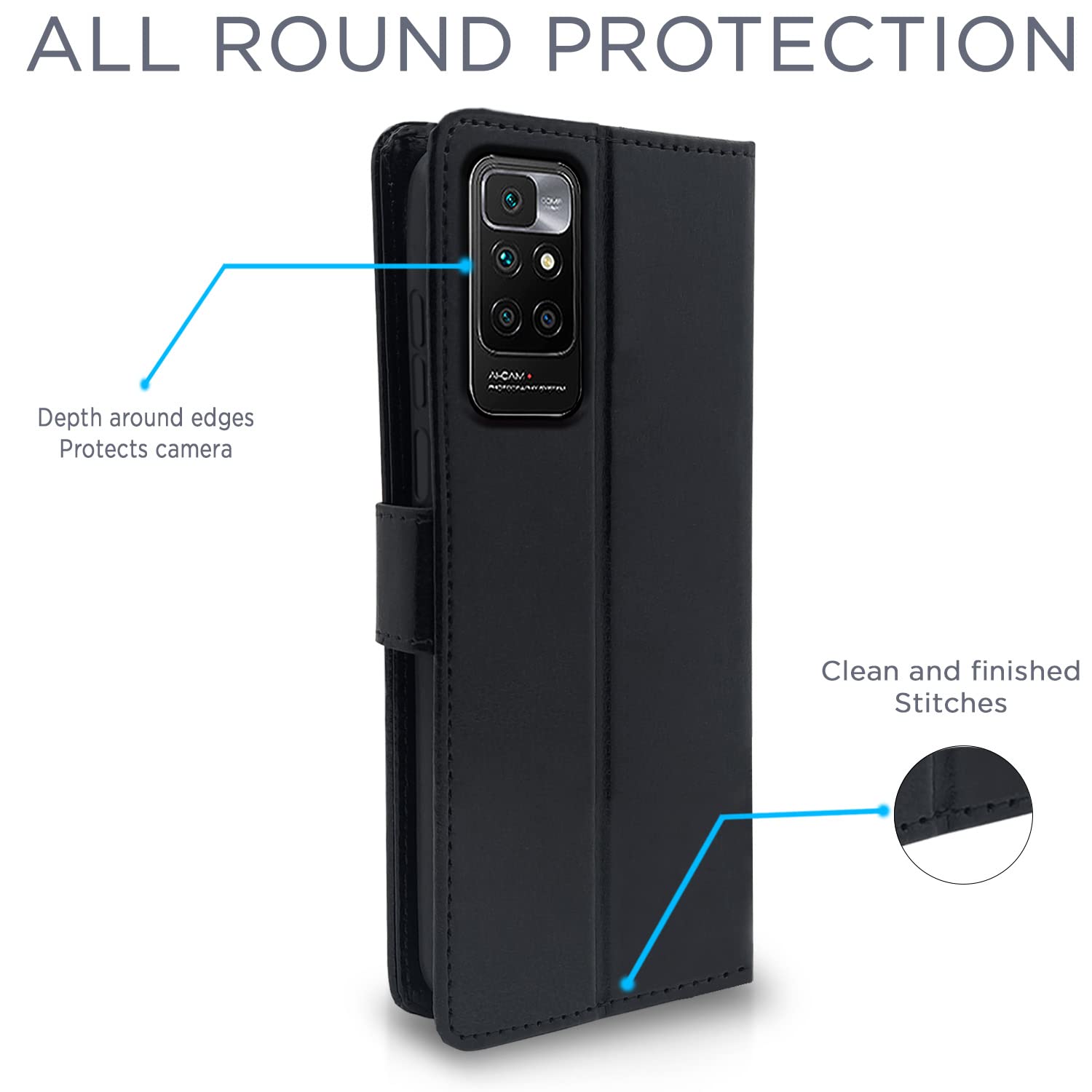 Pikkme Mi Redmi 10 Prime Vintage Flip Cover | Black