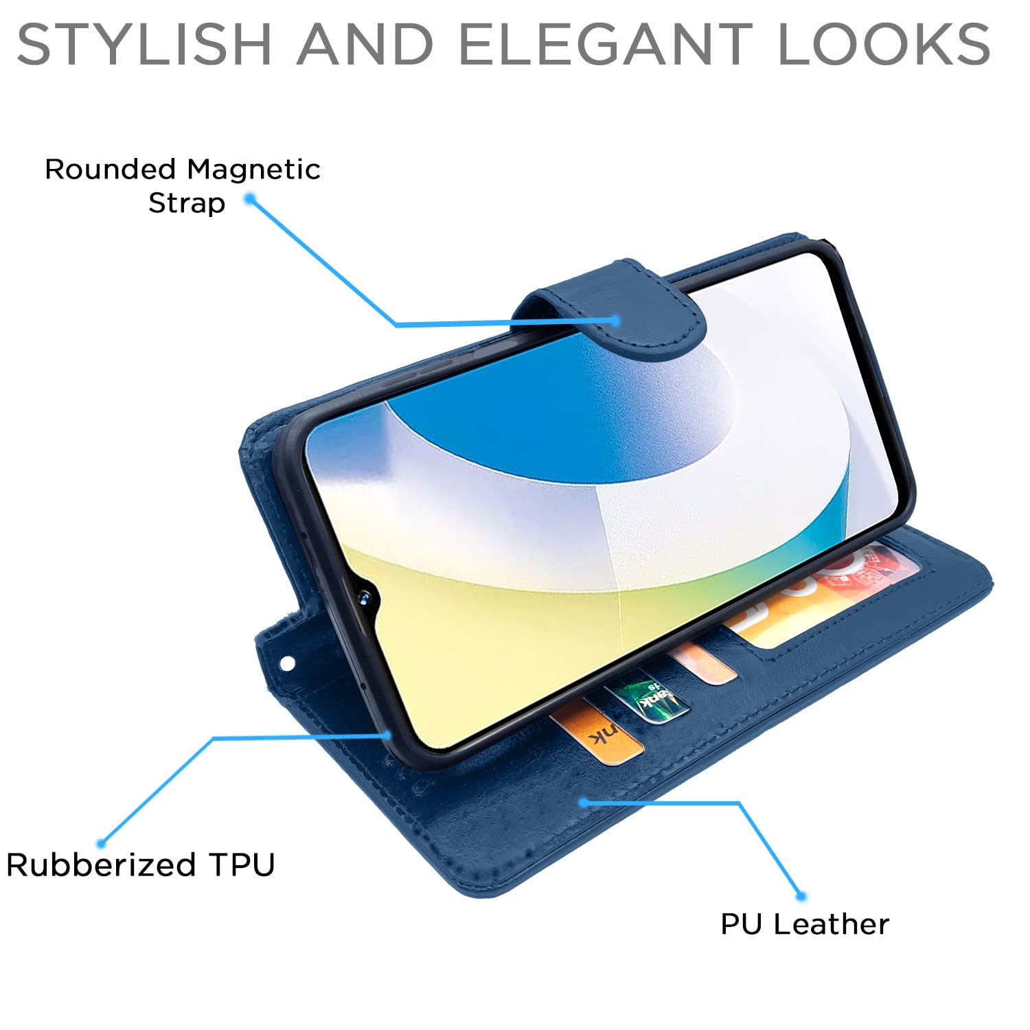 Pikkme Vivo Y22 Vintage Flip Cover | Blue