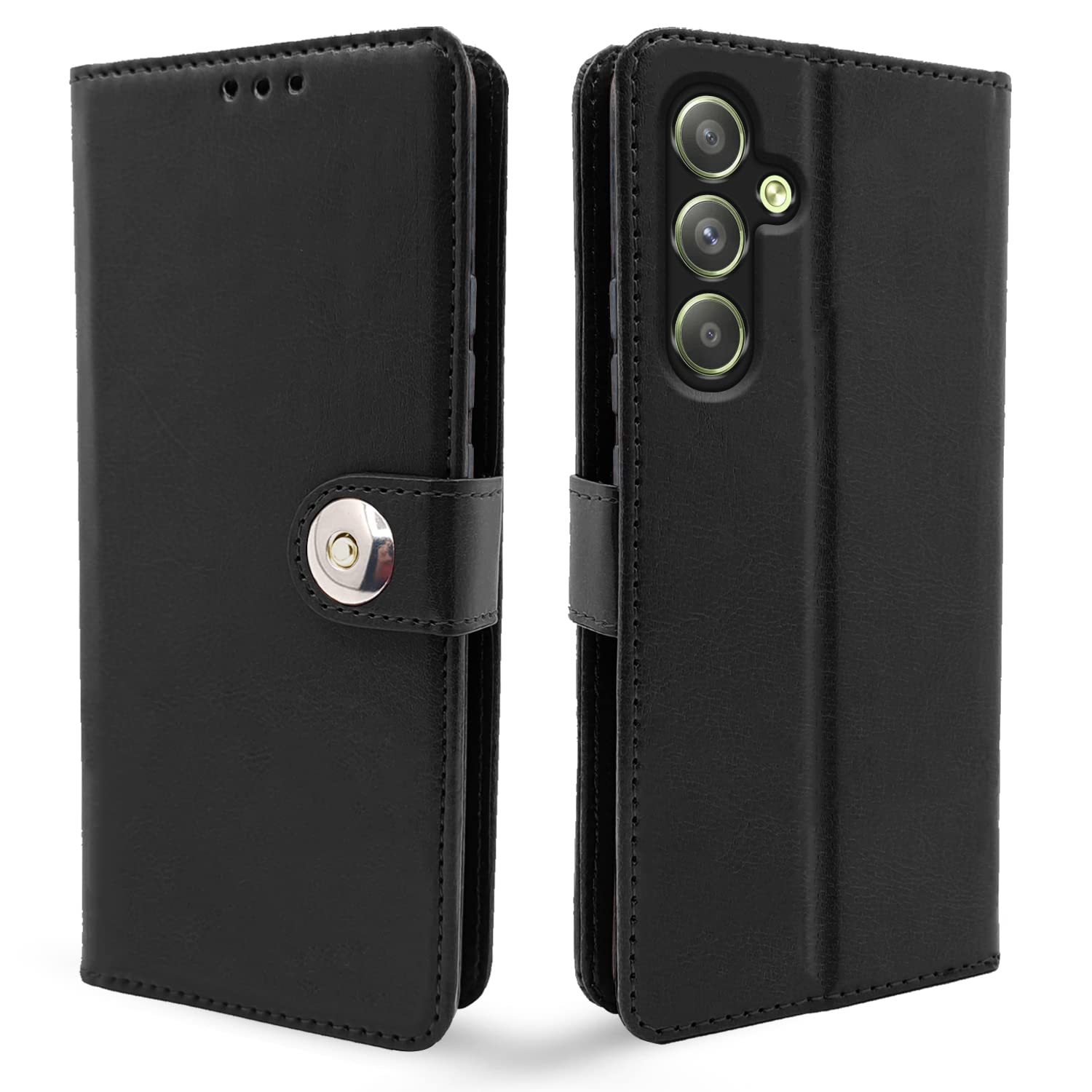 Pikkme Samsung Galaxy A34 5G Button Flip Cover (Black)