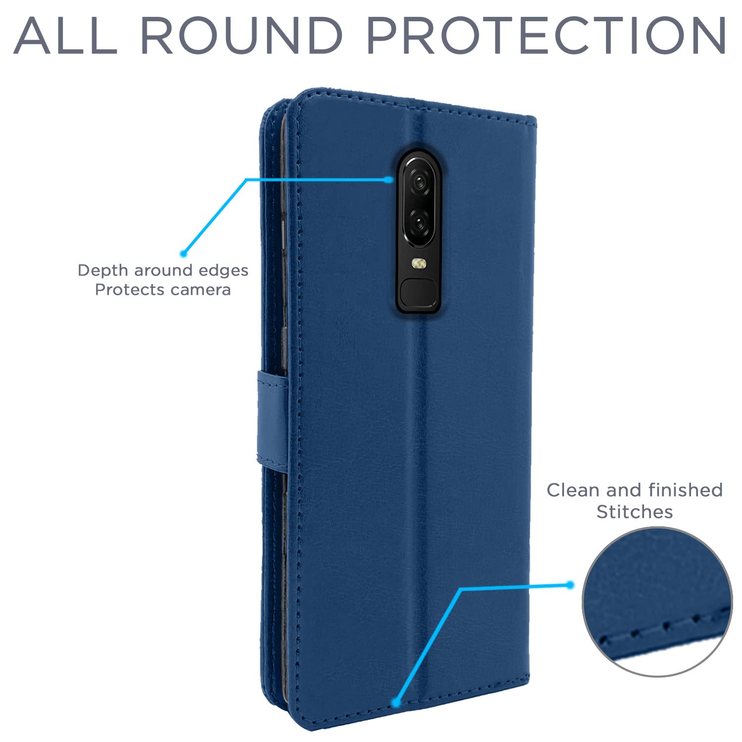 Pikkme OnePlus 6 Vintage Flip Cover | Blue