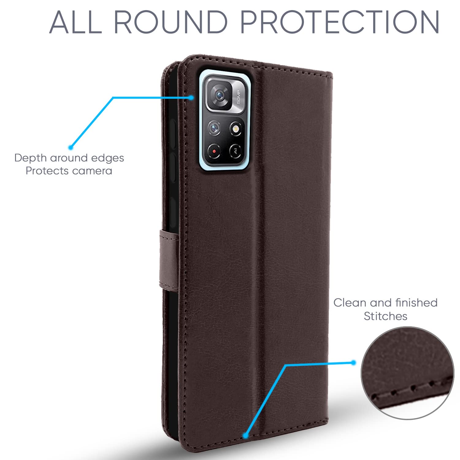 Pikkme Redmi Note 11T 5G / Poco M4 Pro 5G Vintage Flip Cover | Coffee