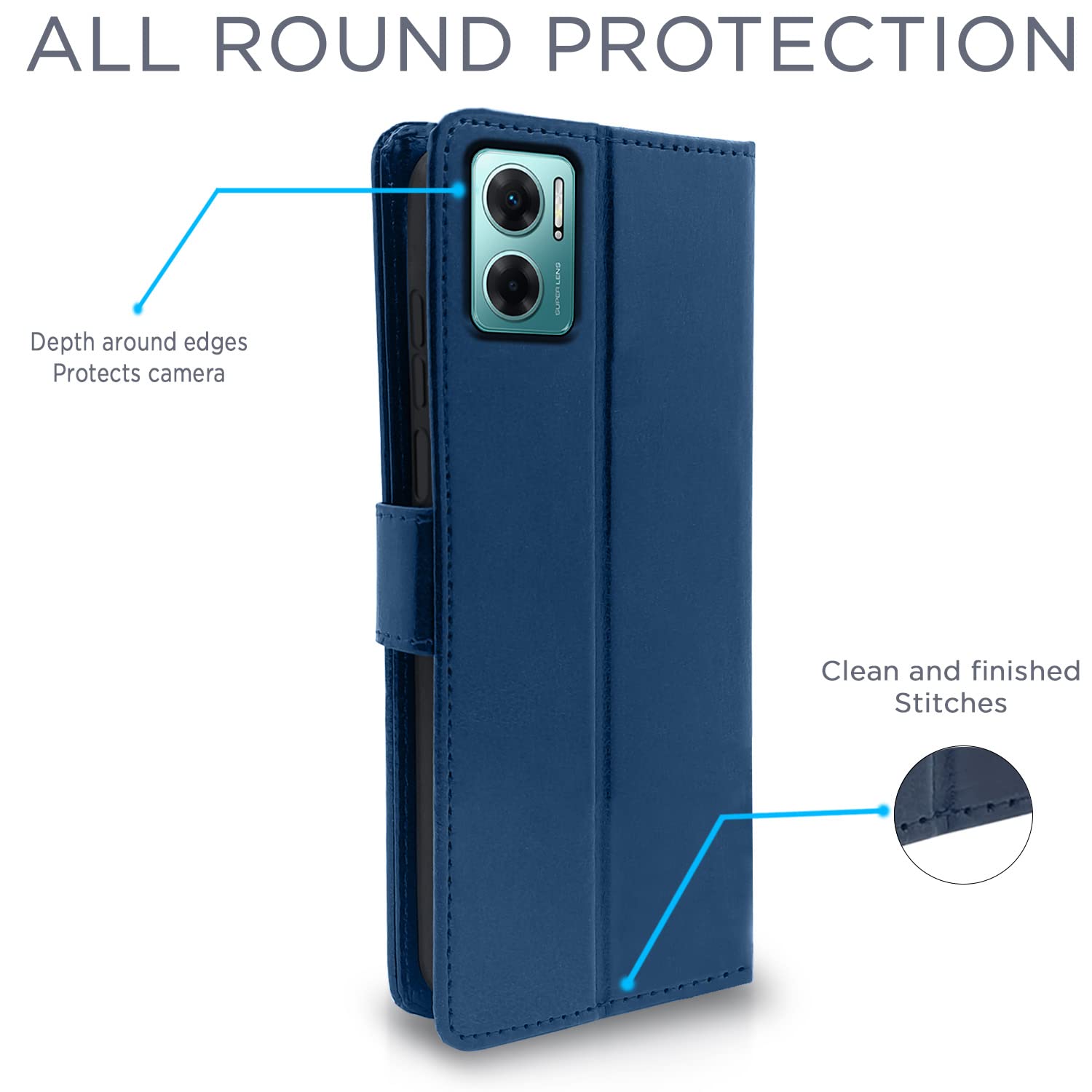 Pikkme Pikkme Mi Redmi 11 Prime 5G Vintage Flip Cover | Blue