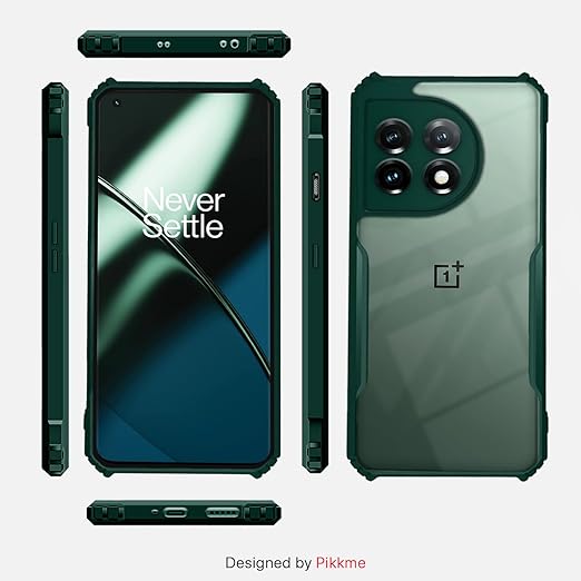 Pikkme OnePlus 11 5G Back Cover Crystal Clear Transparent Back Eagle Case (green)