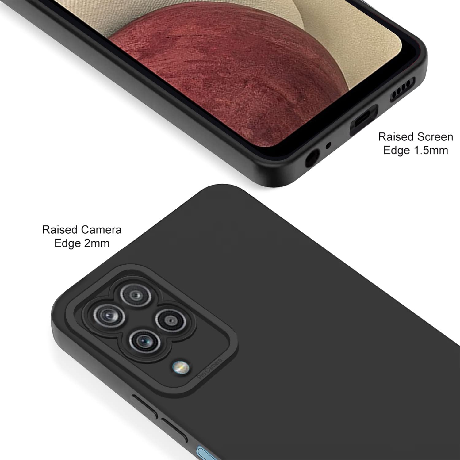 Pikkme Samsung Galaxy M12 / A12 / F12 Liquid Silicone Back Cover | Black