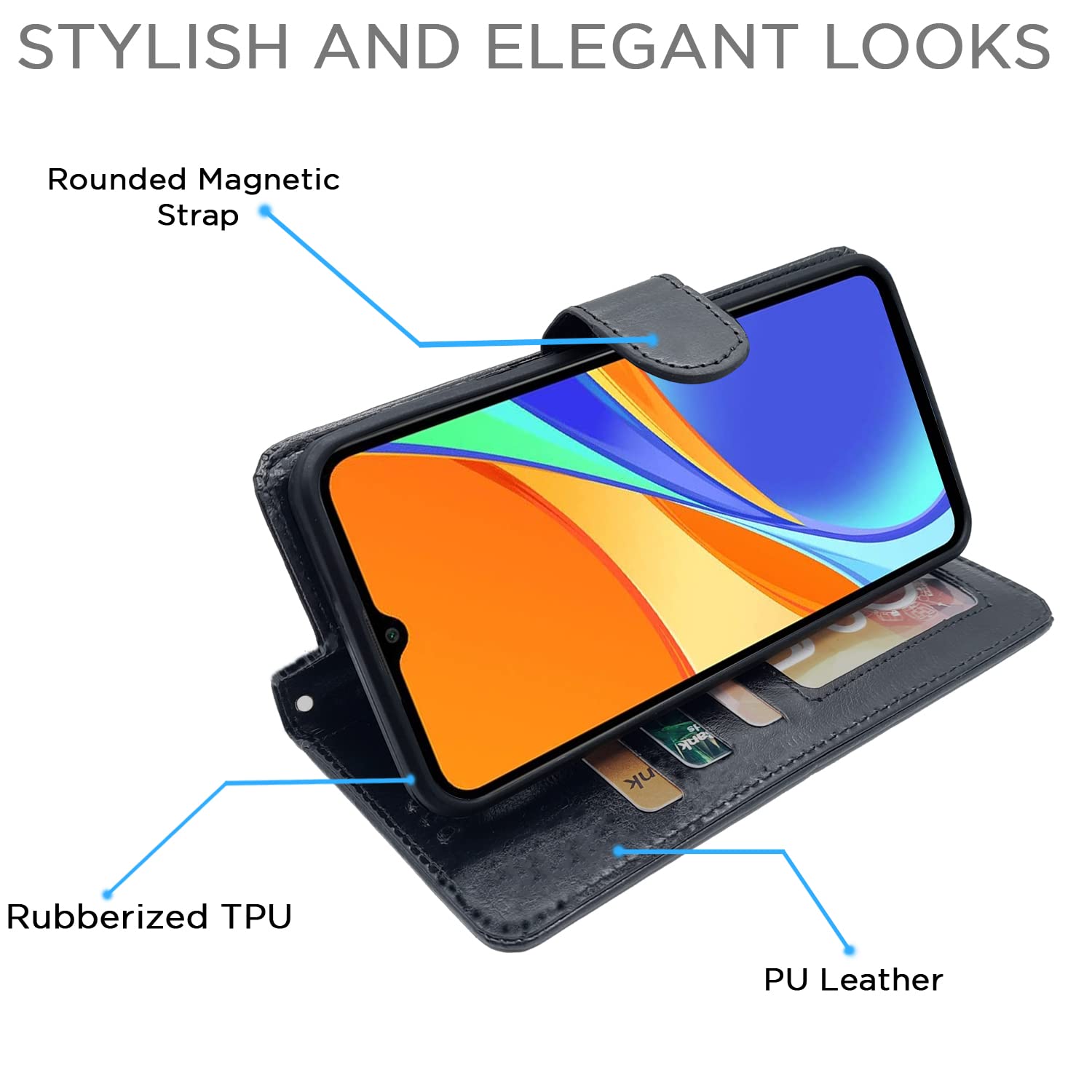 Mi Redmi 10A / Redmi 9 / Redmi 9C / 9 Activ/Poco C31 Vintage Flip Cover | Black
