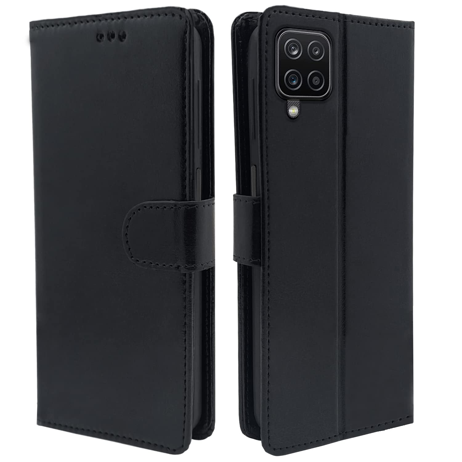 Pikkme Samsung Galaxy M12 / F12 / A12 Vintage Flip Cover | Black