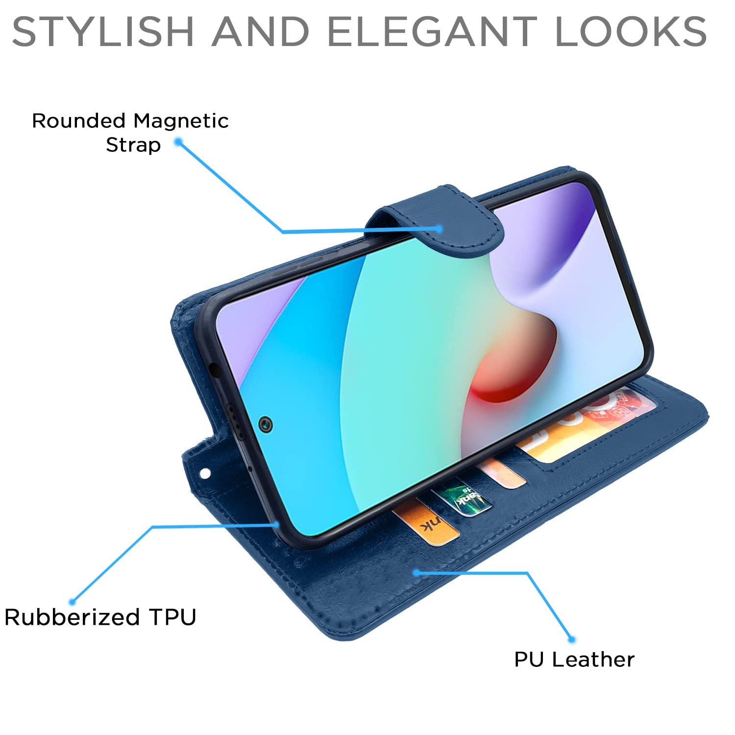 Pikkme Mi Redmi 10 Prime Vintage Flip Cover | Blue