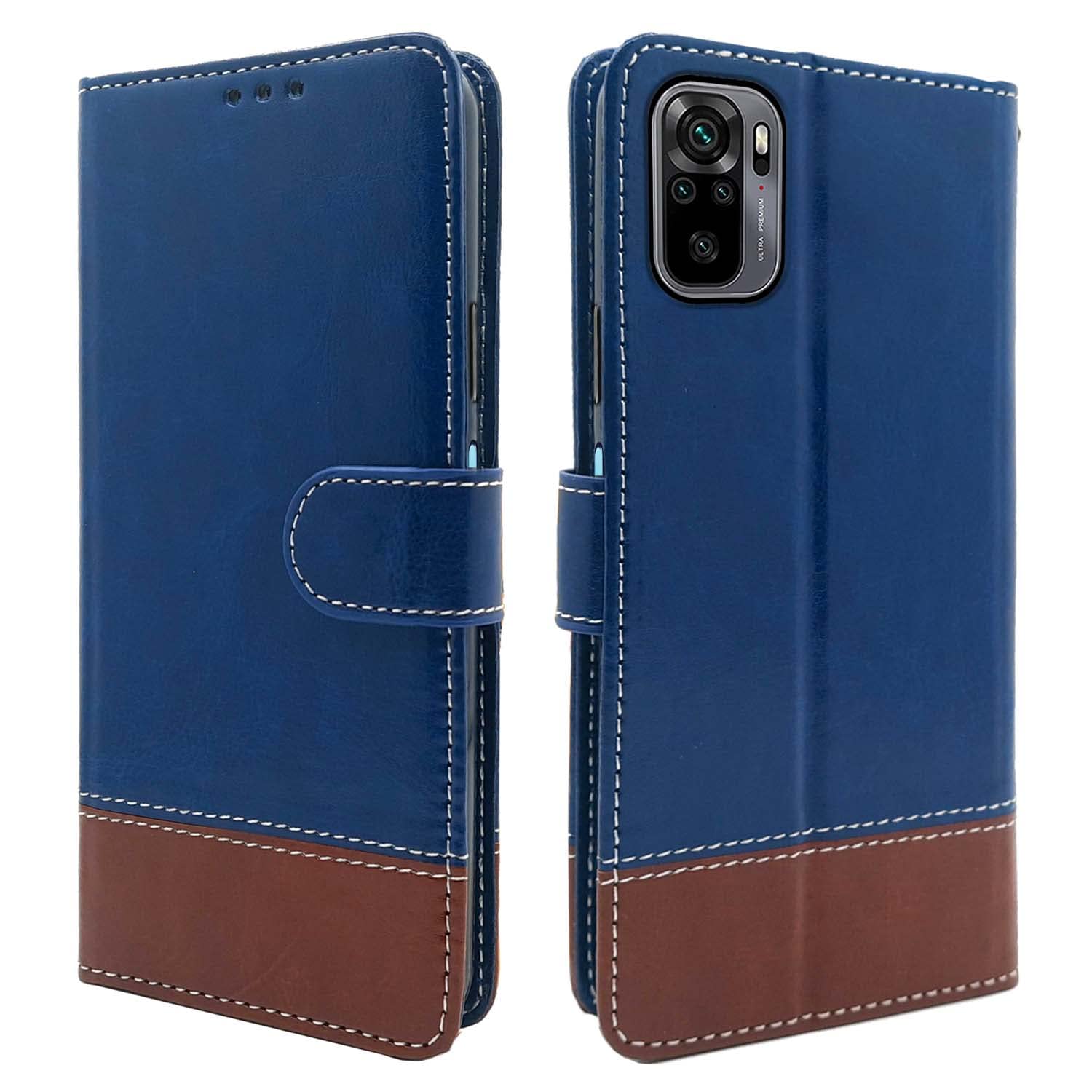 Pikkme Mi Redmi Note 10 / 10S / Note 11 SE Constrast Flip Cover | Blue & Brown