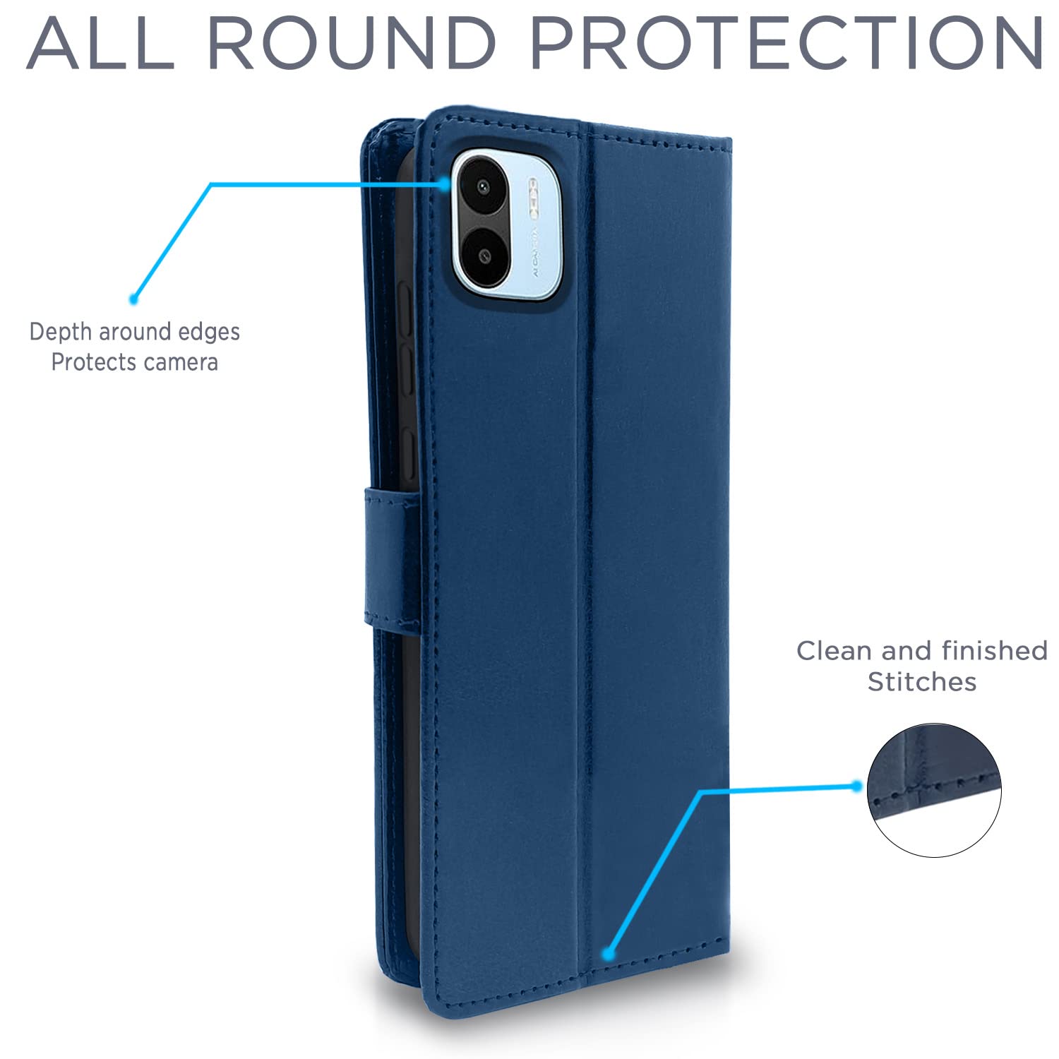 Pikkme Redmi A1 2022 Vintage Flip Cover | Blue