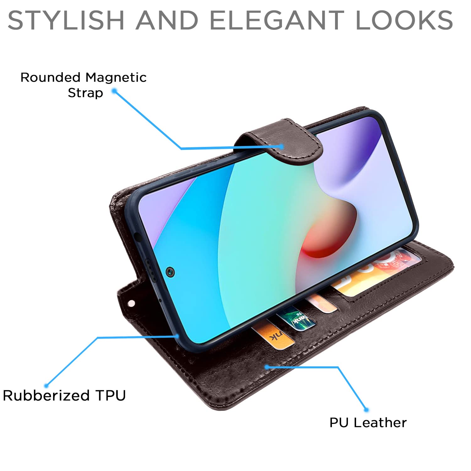 Pikkme Mi Redmi 10 Prime Vintage Flip Cover | Coffee