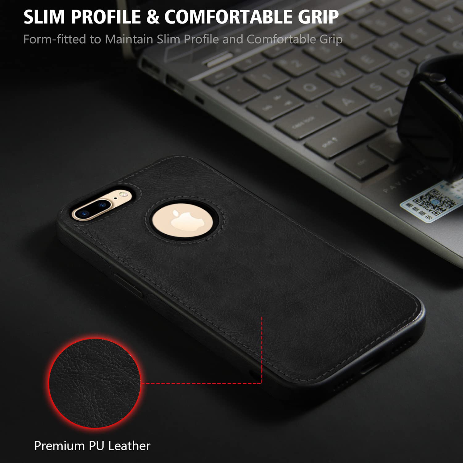 Pikkme iPhone 7 Plus / 8 Plus Flexible Pu Leather Back Cover | Black