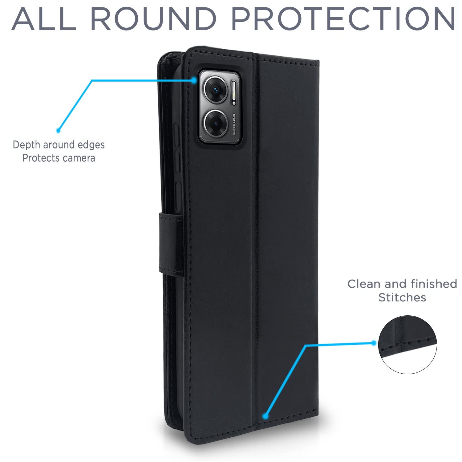 Pikkme Pikkme Mi Redmi 11 Prime 5G Vintage Flip Cover | Black