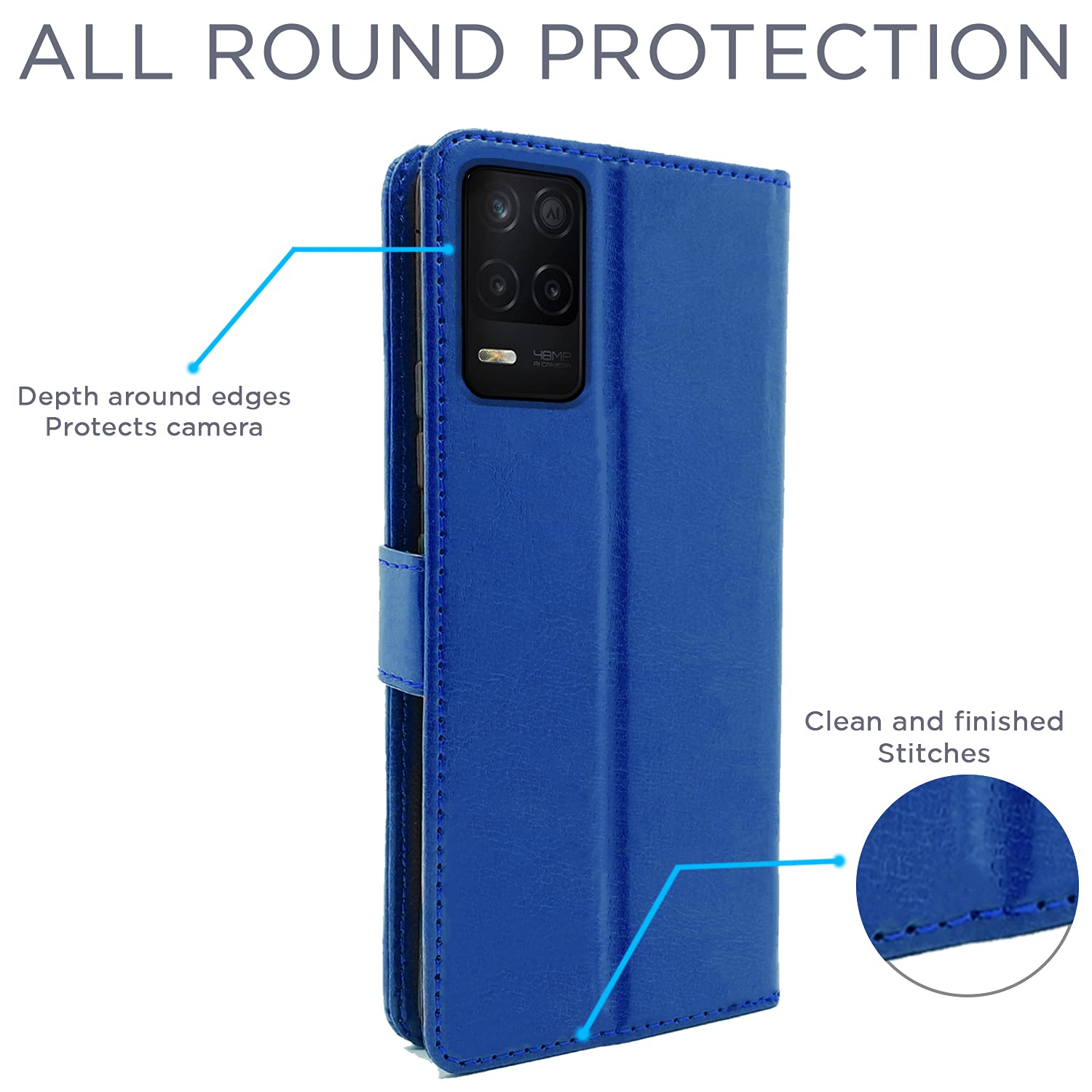 Pikkme Realme 9 5G / 8s 5G / 8 5G / Narzo 30 5G Vintage Flip Cover | Blue