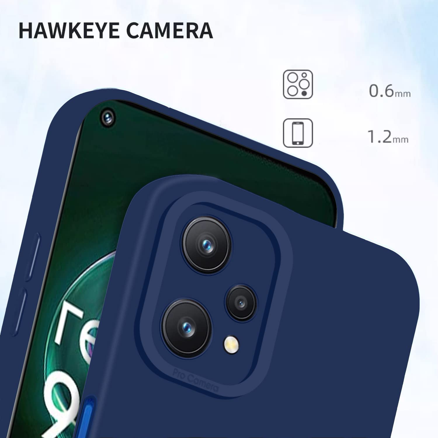 Pikkme Realme 9 Pro 5G Soft Silicone Case with Camera Bumper Protection | Blue