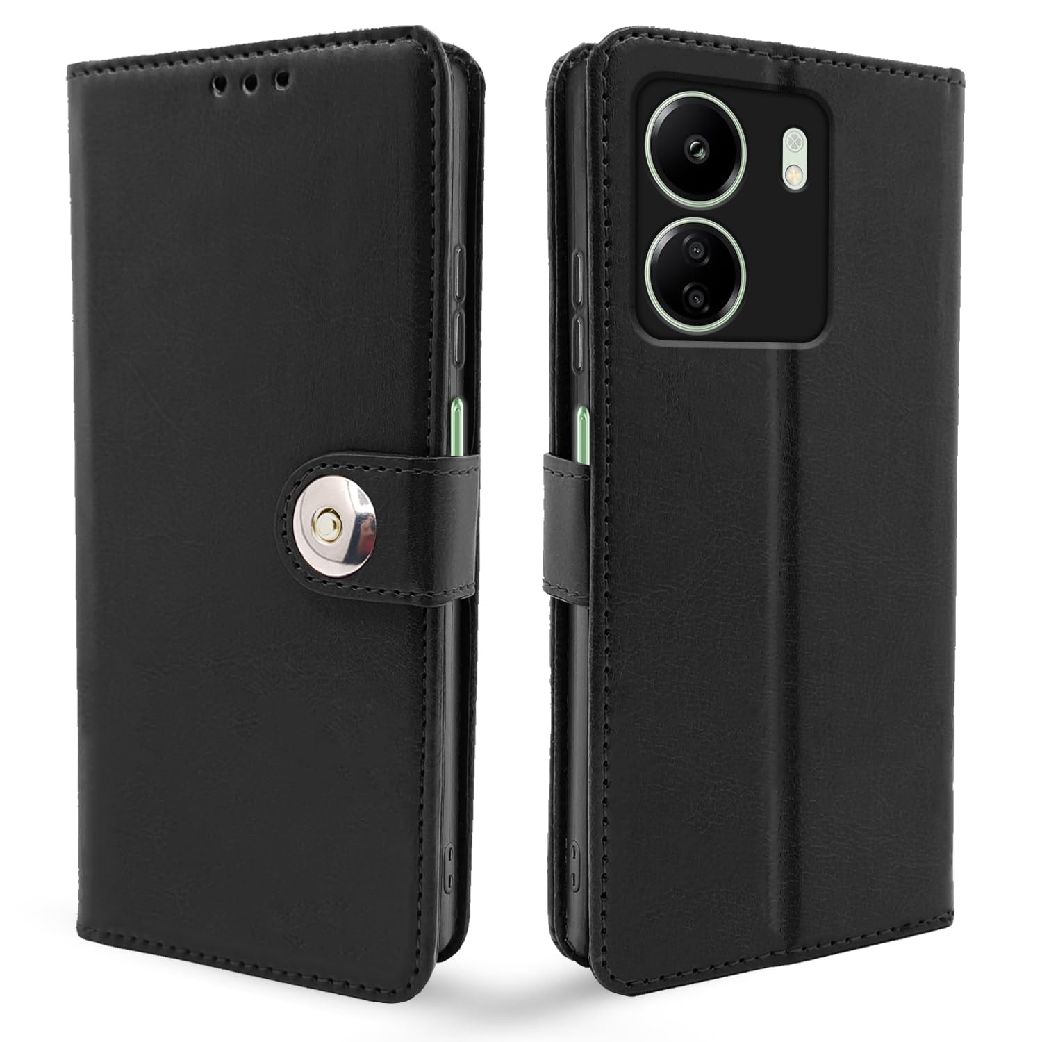 Pikkme Redmi 13C 4G Button Flip Cover (Black)