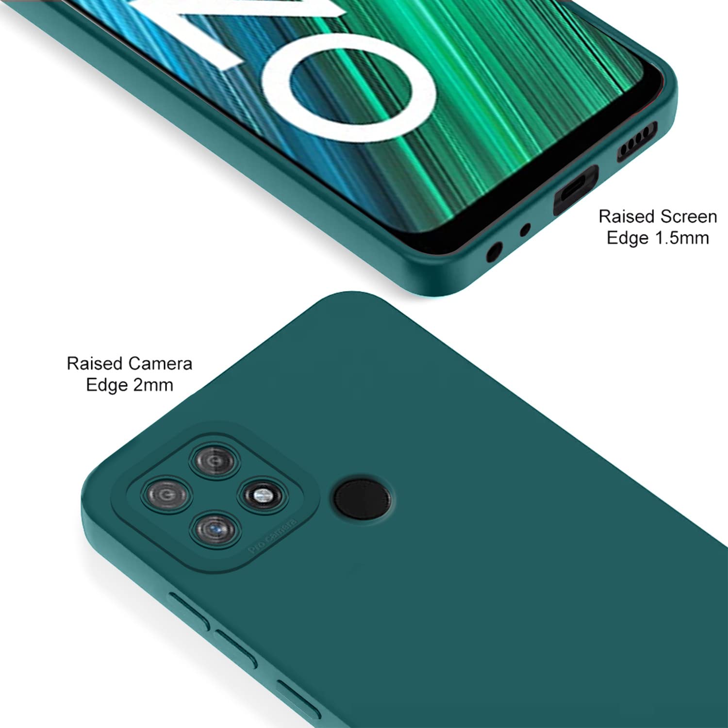 Pikkme Realme Narzo 50A LIquid Silicone Back Cover | Green