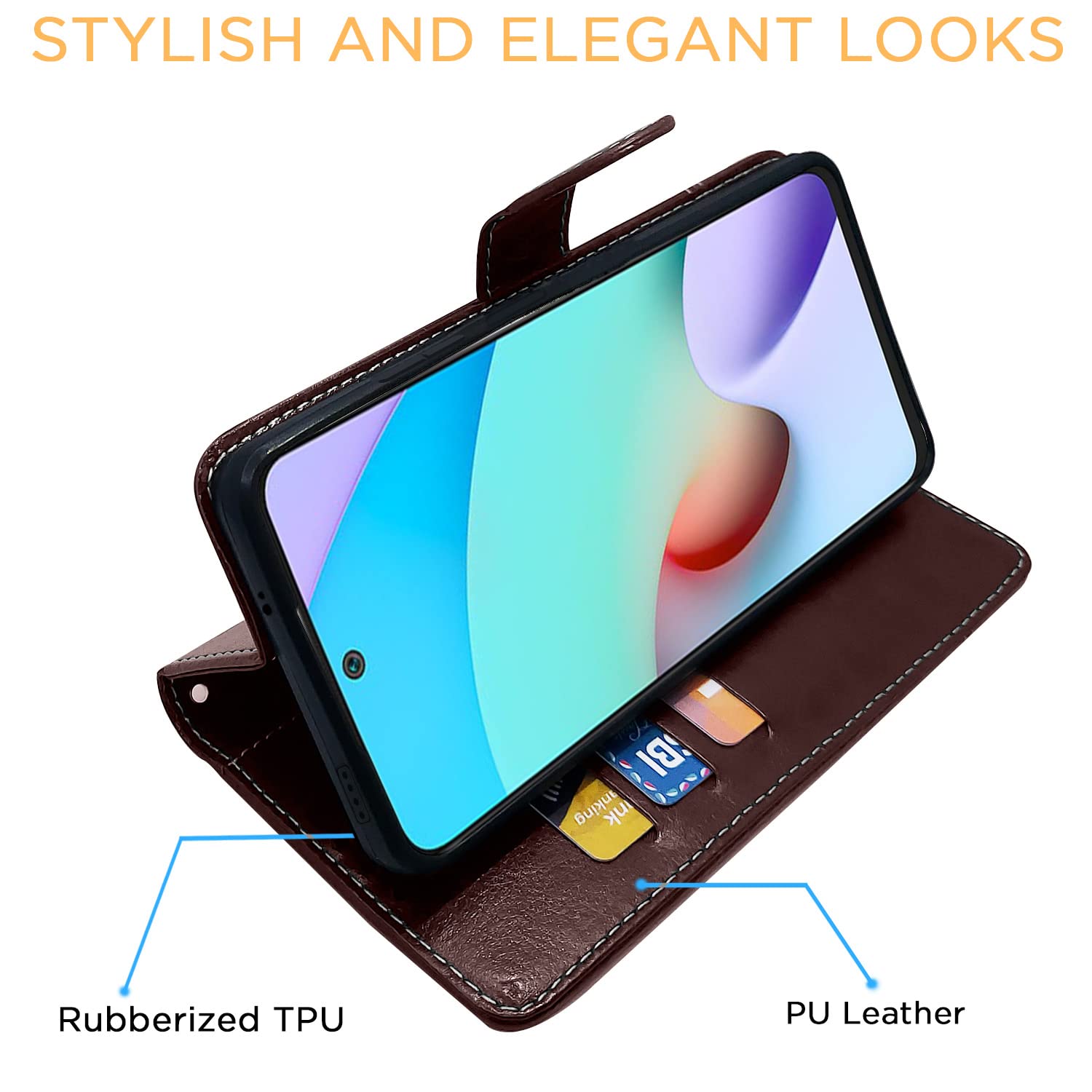 Pikkme Mi Redmi Note 10 / 10S / Note 11 SE Constrast Flip Cover | Coffee & Brown