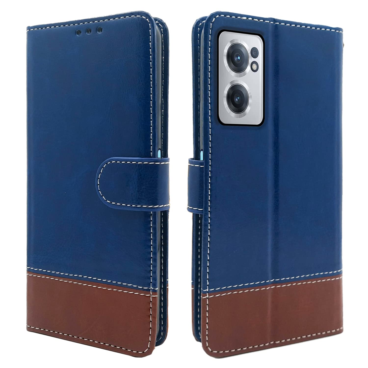 Pikkme blue & brown Contrast flip cover for OnePlus Nord CE 2 5G