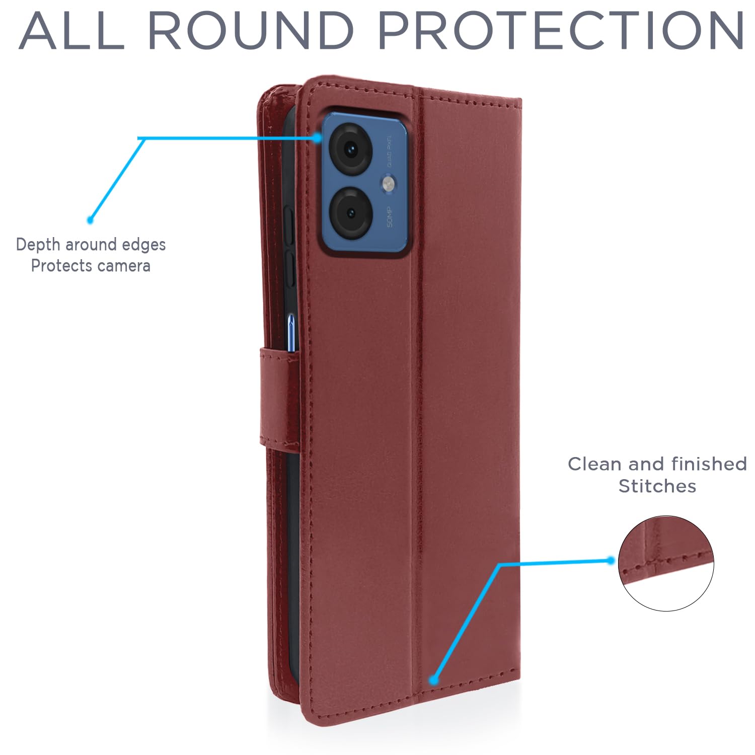 Pikkme Moto G54 5G Vintage Flip Cover (Brown)