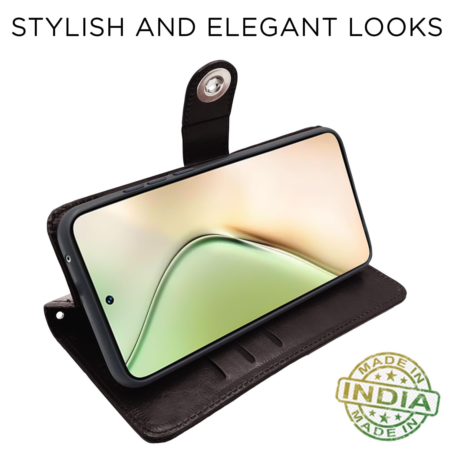 Pikkme Vivo Y200 5G Button Flip Cover (Coffee)